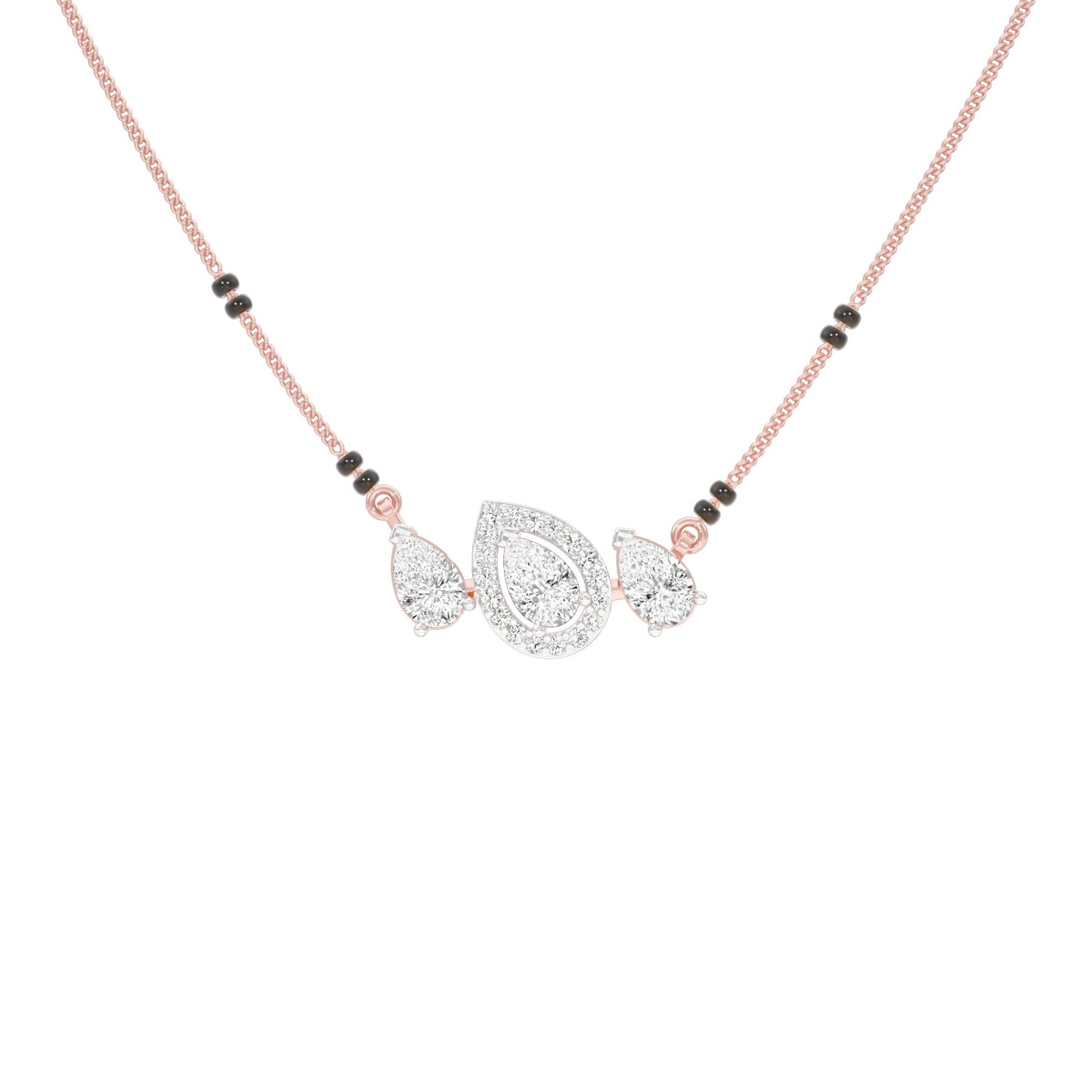 Teardrop Motif Diamond Mangalsutra 9 KT / Rose Gold