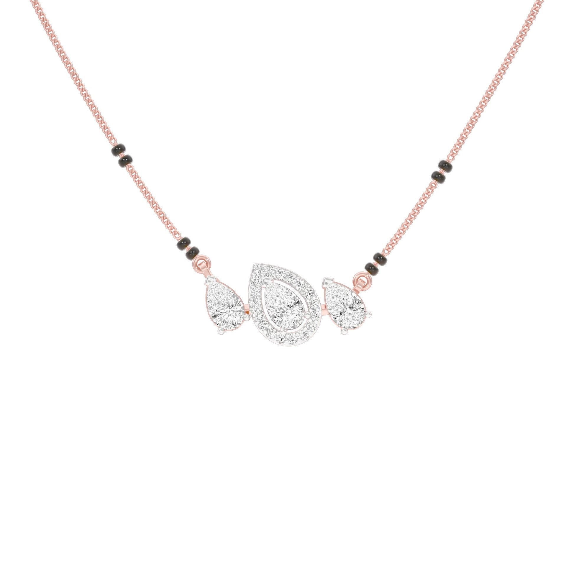 Teardrop Motif Diamond Mangalsutra 9 KT / Rose Gold