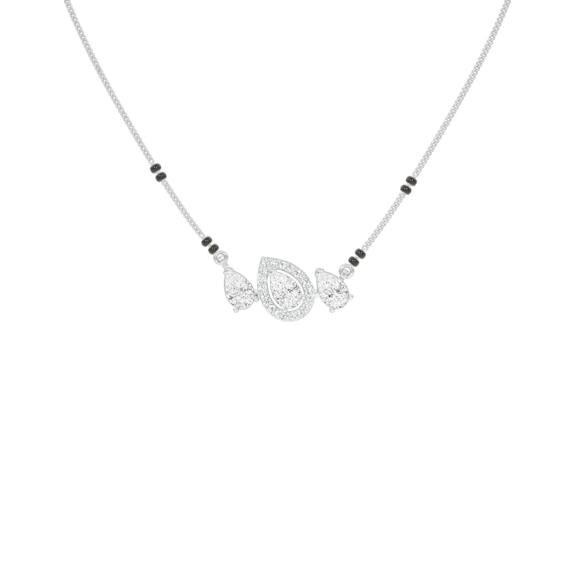 Teardrop Motif Diamond Mangalsutra 9 KT / White Gold