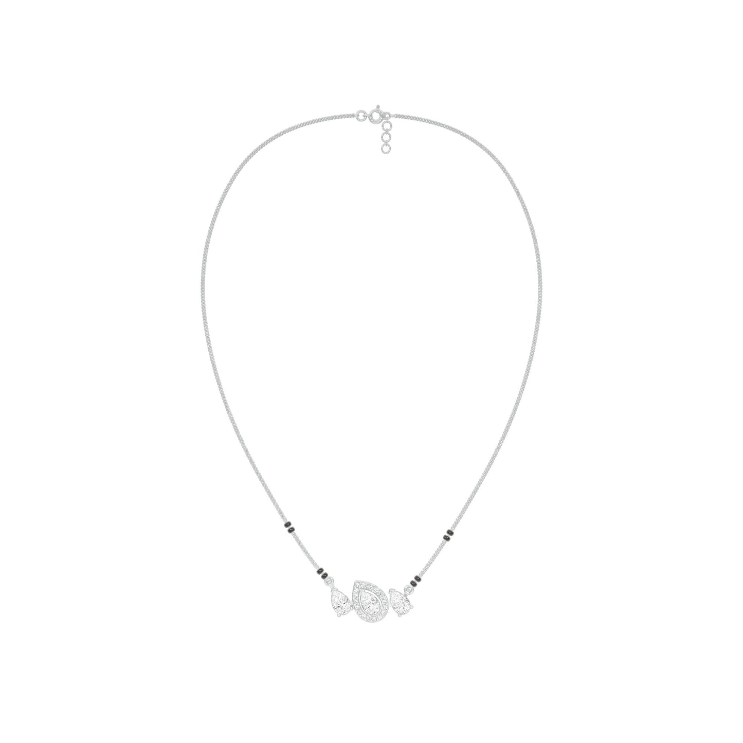 Teardrop Motif Diamond Mangalsutra 9 KT / White Gold