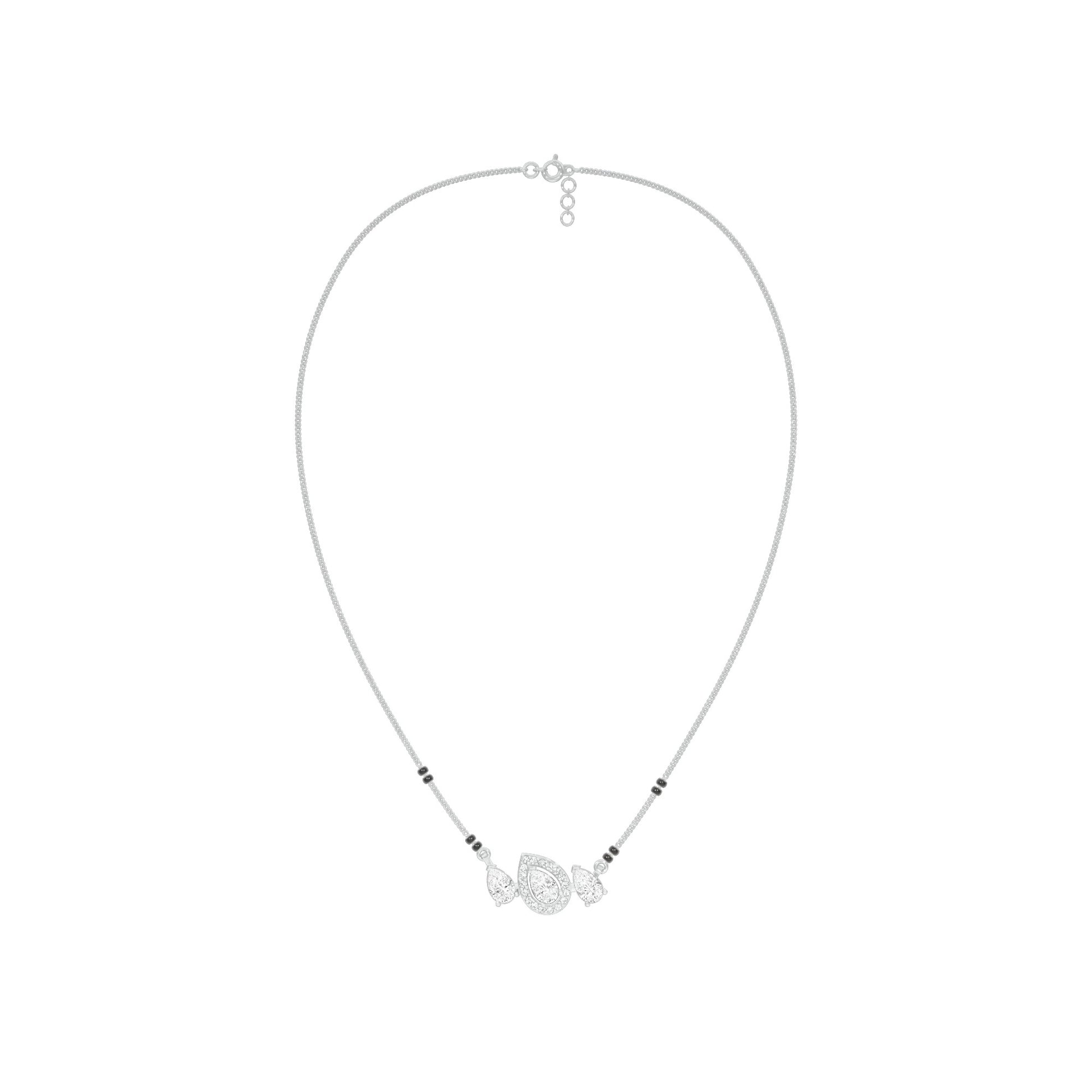 Teardrop Motif Diamond Mangalsutra 9 KT / White Gold