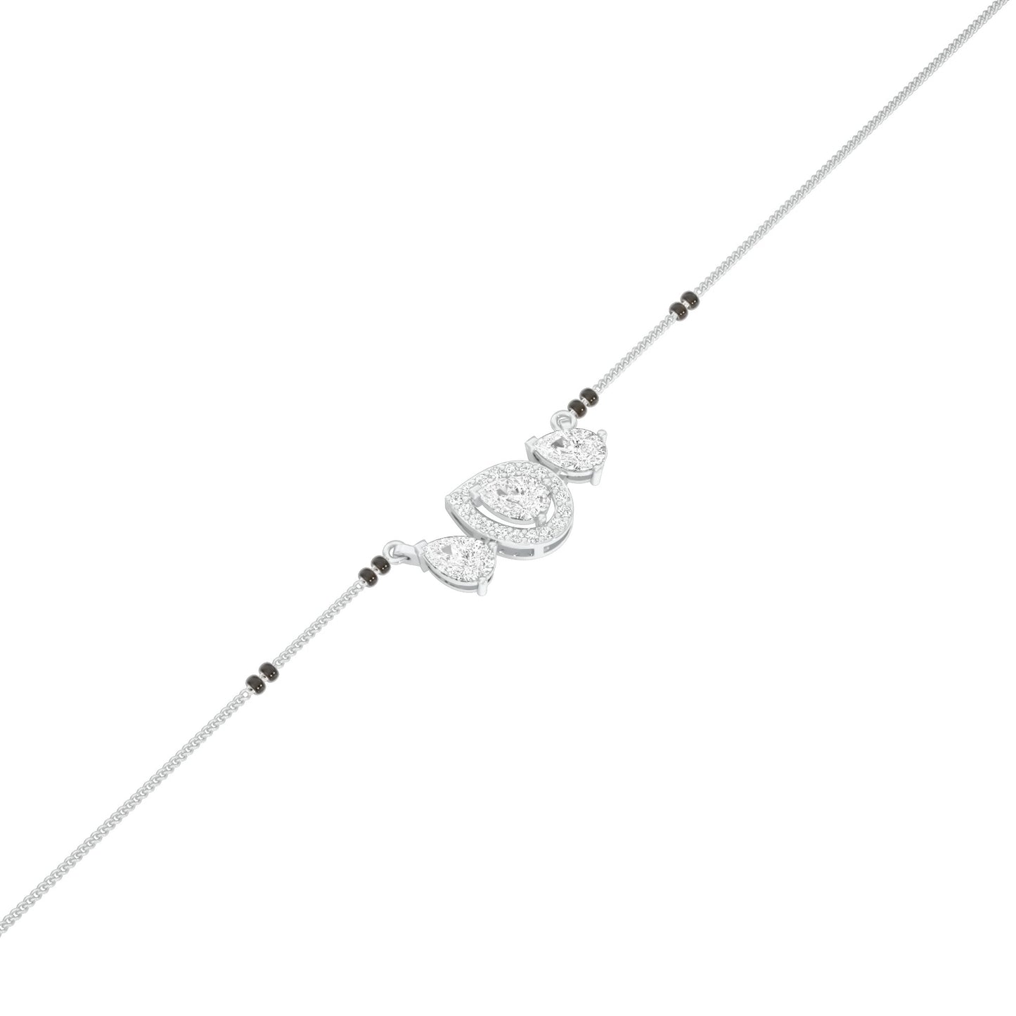 Teardrop Motif Diamond Mangalsutra 9 KT / White Gold
