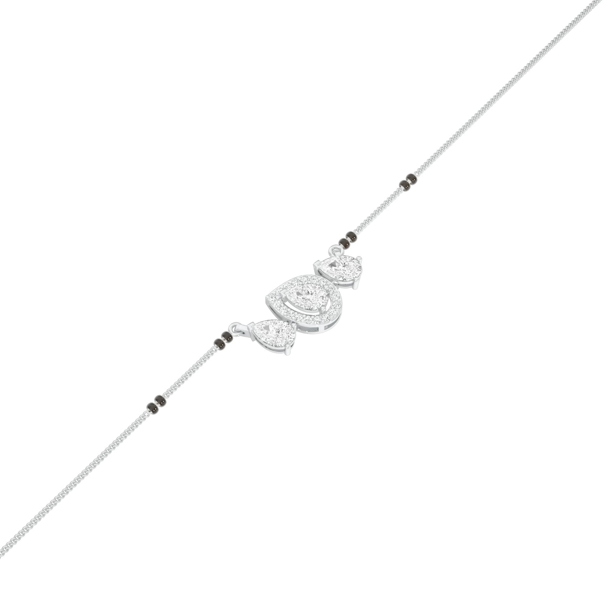 Teardrop Motif Diamond Mangalsutra 9 KT / White Gold