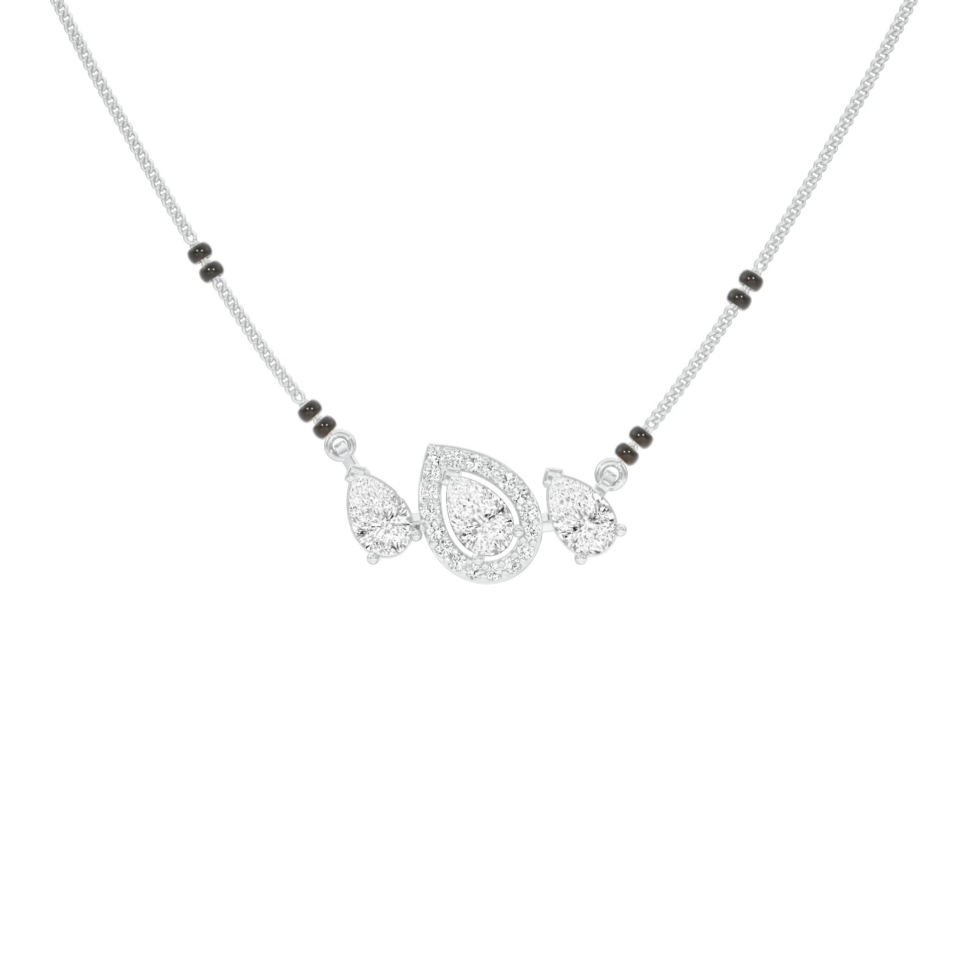 Teardrop Motif Diamond Mangalsutra 9 KT / White Gold