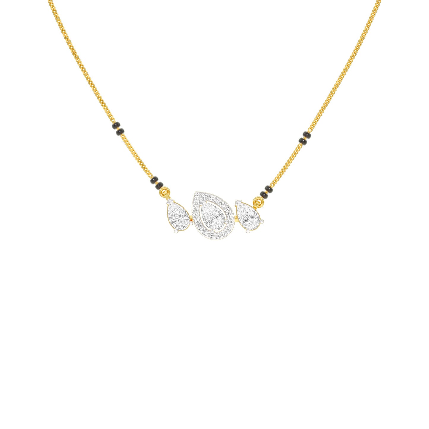 Teardrop Motif Diamond Mangalsutra 9 KT / Yellow Gold