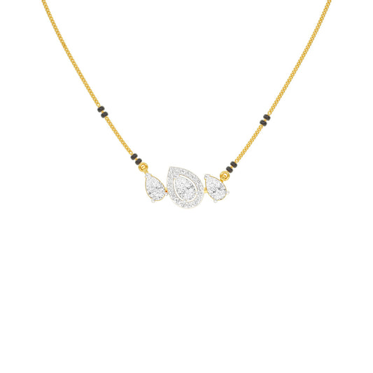 Teardrop Motif Diamond Mangalsutra 9 KT / Yellow Gold