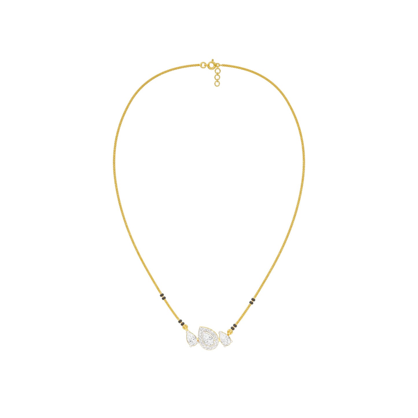 Teardrop Motif Diamond Mangalsutra 9 KT / Yellow Gold