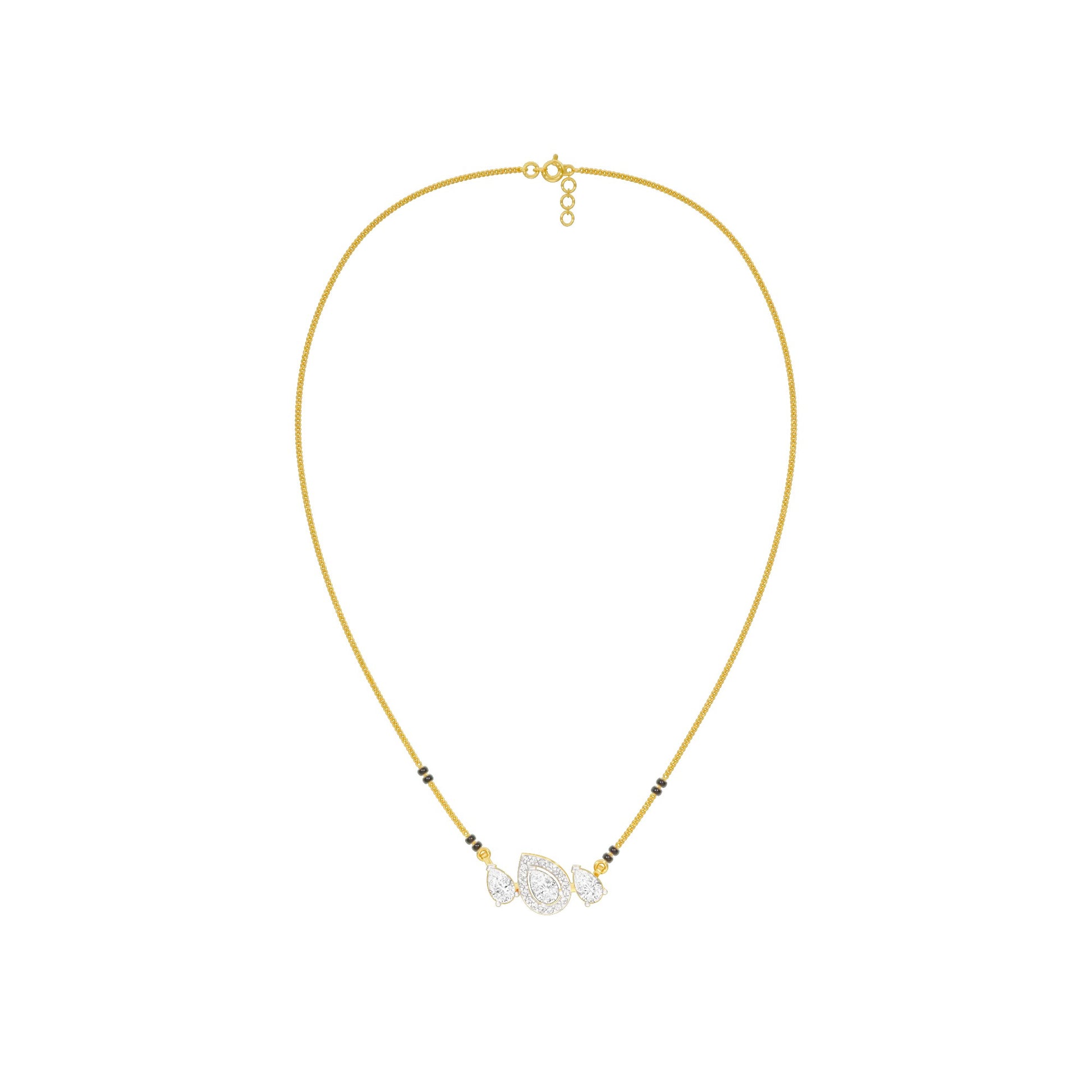 Teardrop Motif Diamond Mangalsutra 9 KT / Yellow Gold