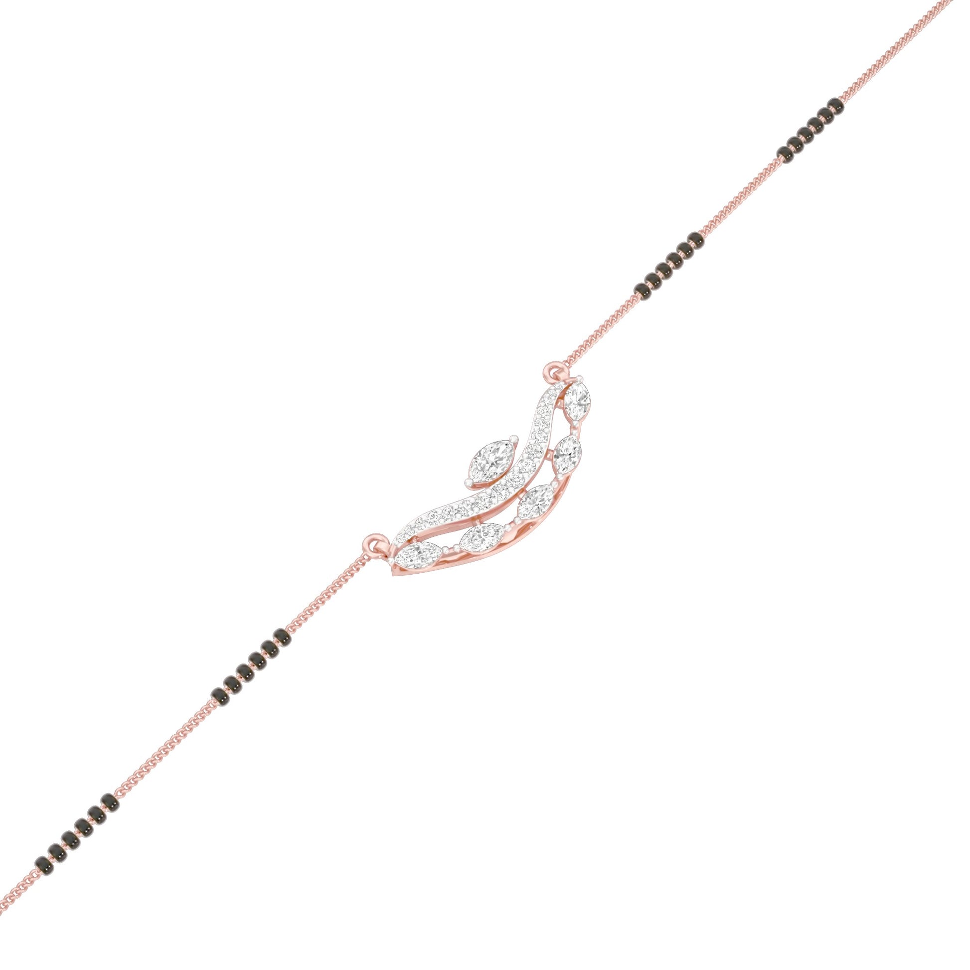 Wavy Marquise Diamond Mangalsutra 9 KT / Rose Gold