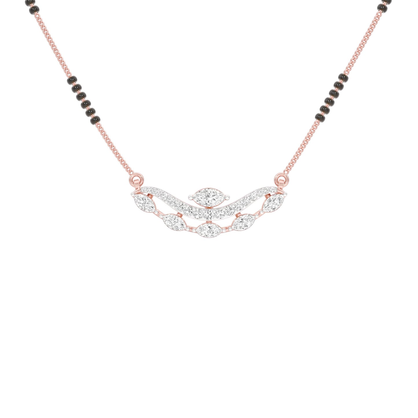 Wavy Marquise Diamond Mangalsutra 9 KT / Rose Gold