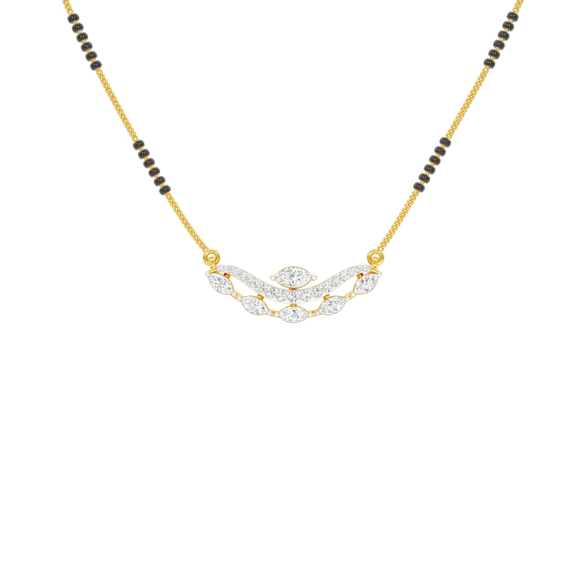 Wavy Marquise Diamond Mangalsutra 9 KT / Yellow Gold