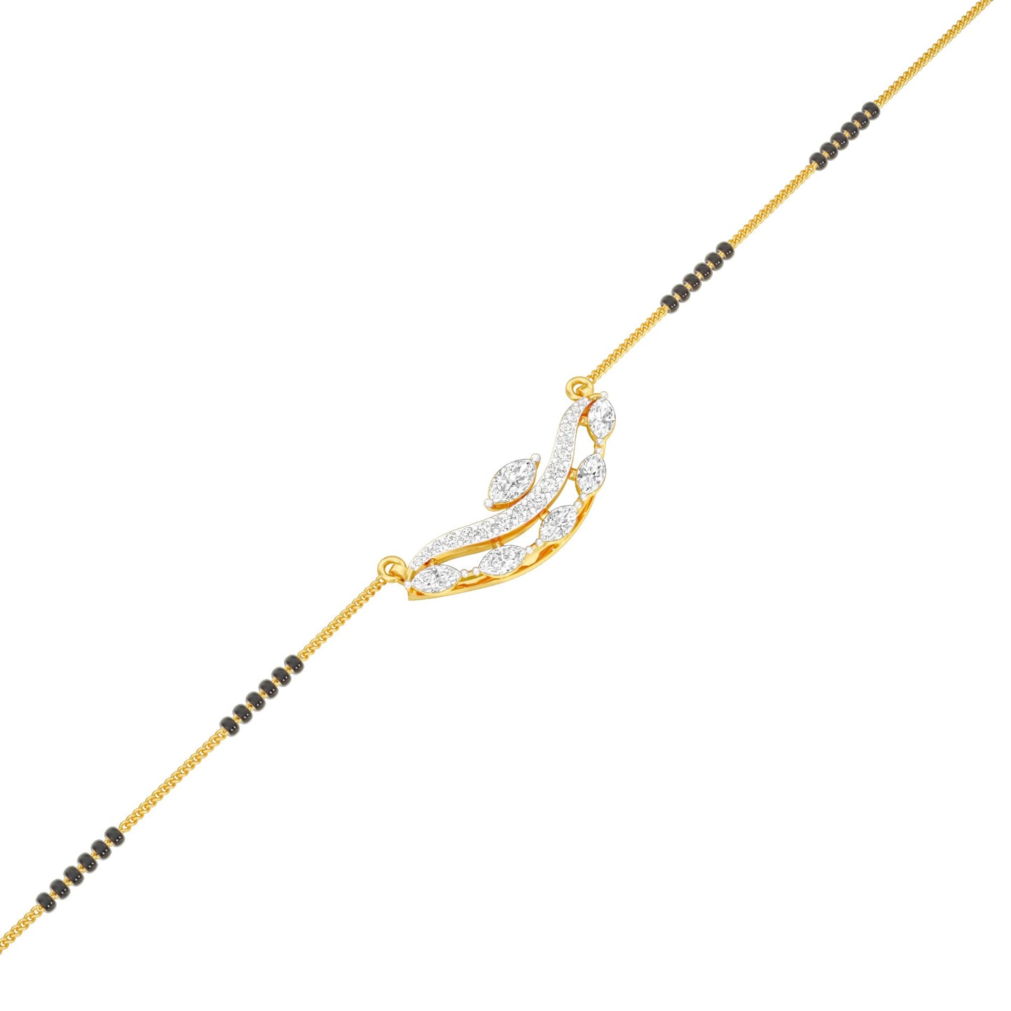 Wavy Marquise Diamond Mangalsutra 9 KT / Yellow Gold