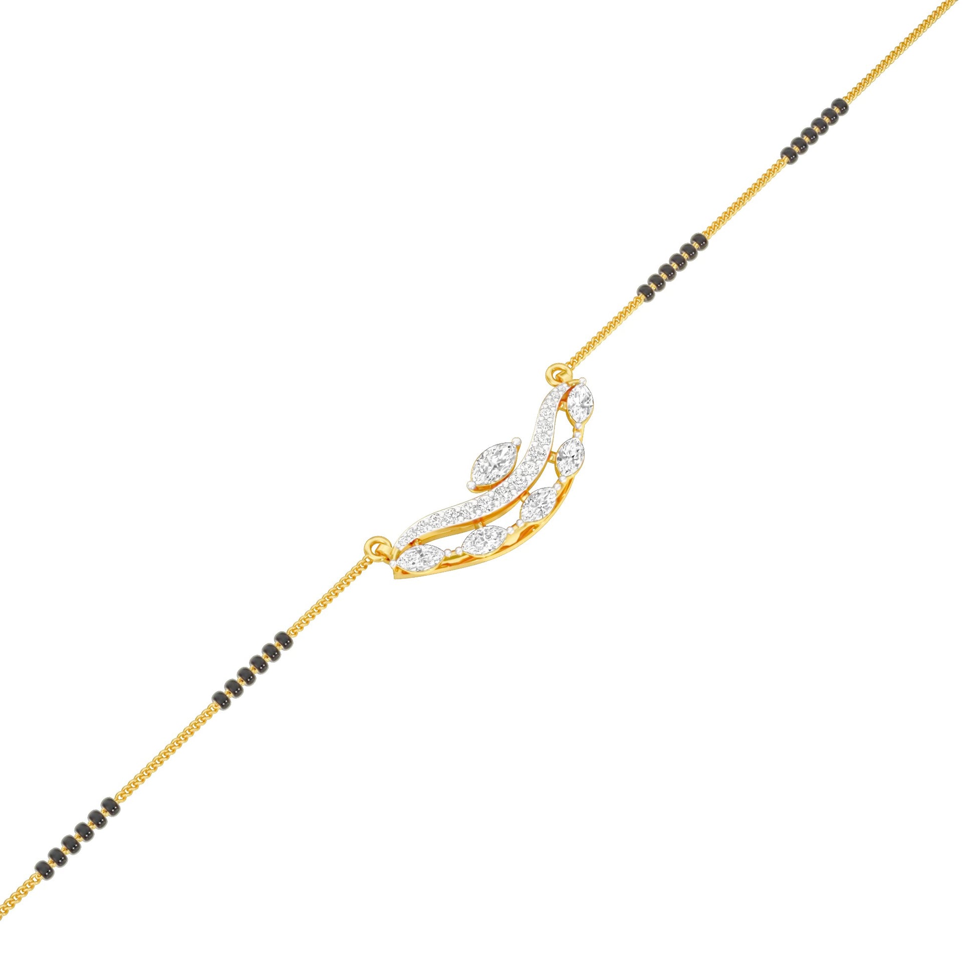 Wavy Marquise Diamond Mangalsutra 9 KT / Yellow Gold