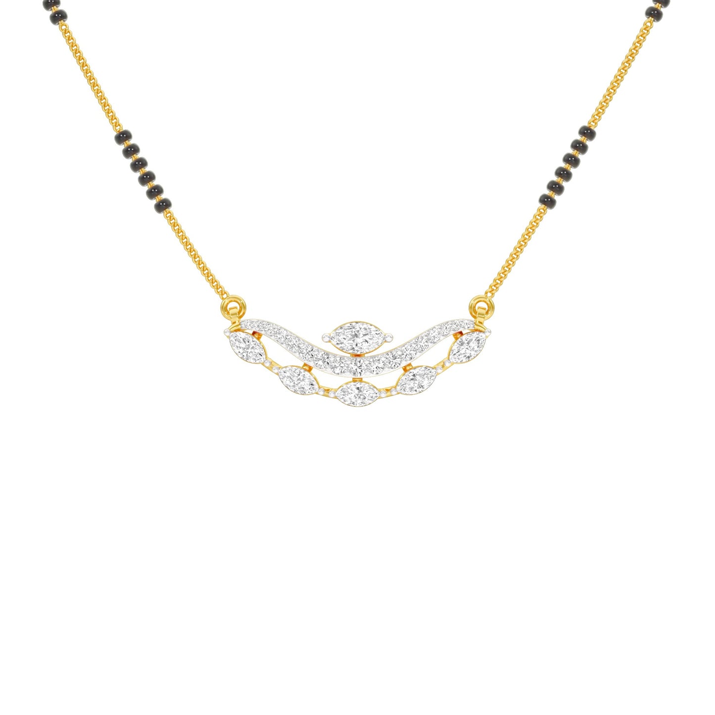 Wavy Marquise Diamond Mangalsutra 9 KT / Yellow Gold