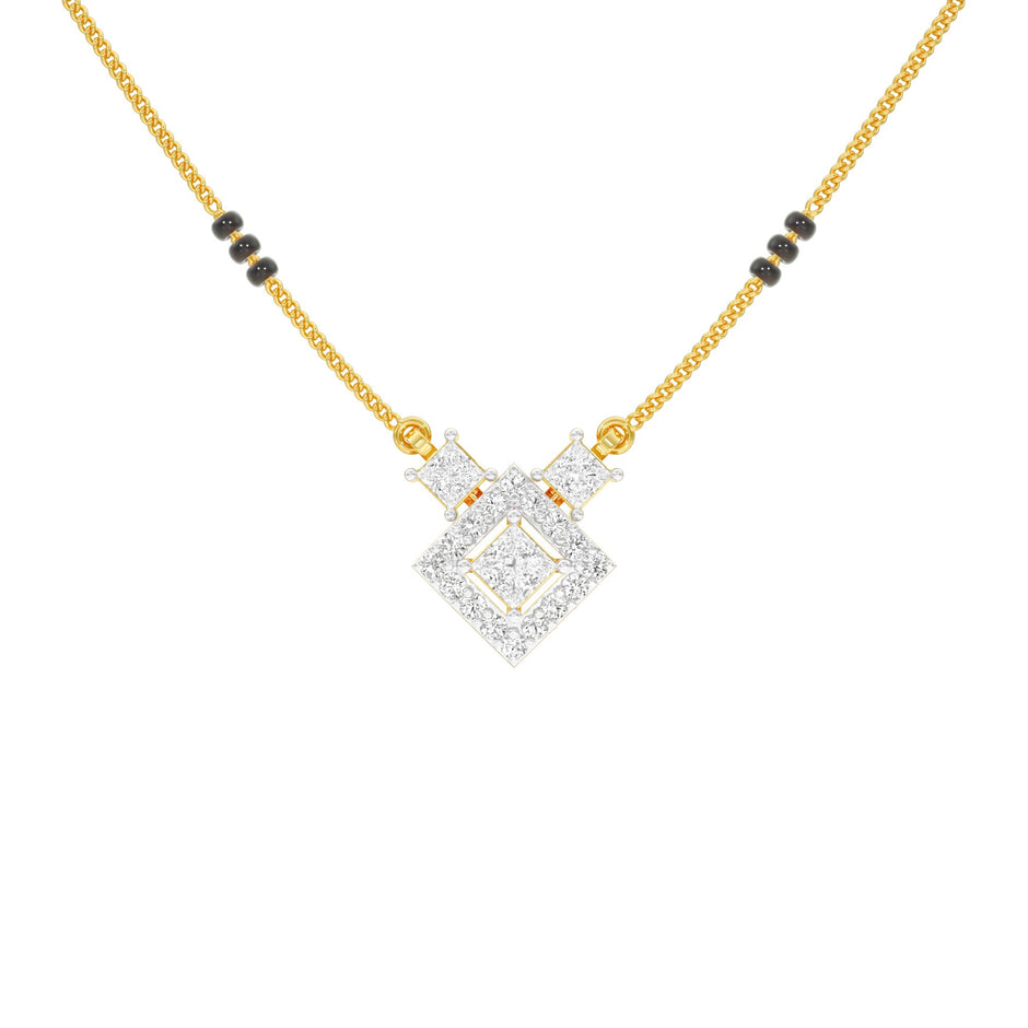 Square Radiance Diamond Mangalsutra 9 KT / Yellow Gold