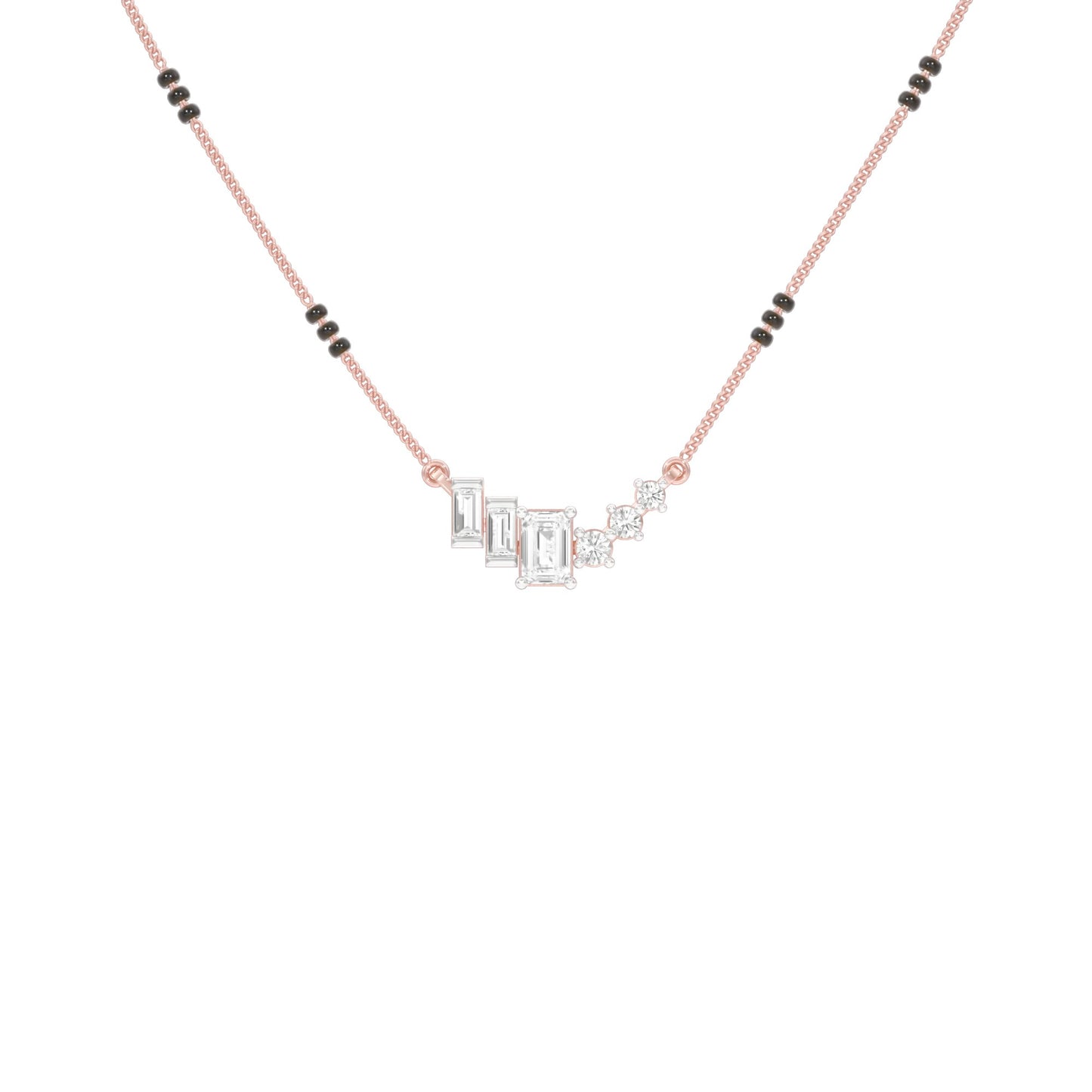Geometric Cascade Diamond Mangalsutra 9 KT / Rose Gold