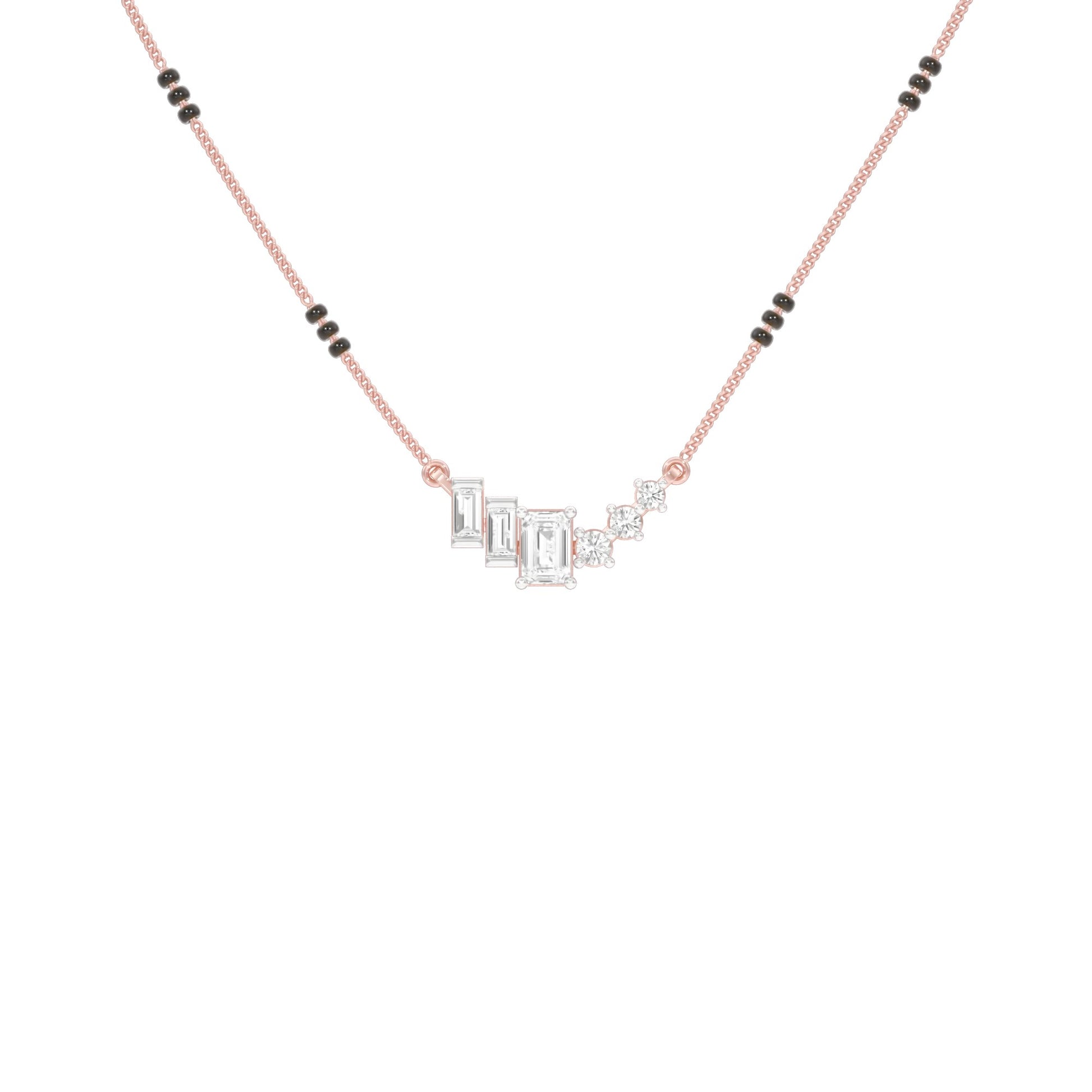 Geometric Cascade Diamond Mangalsutra 9 KT / Rose Gold