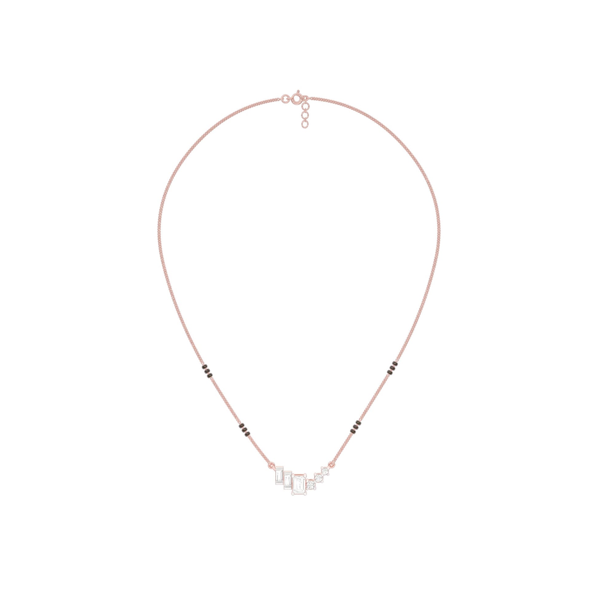 Geometric Cascade Diamond Mangalsutra 9 KT / Rose Gold