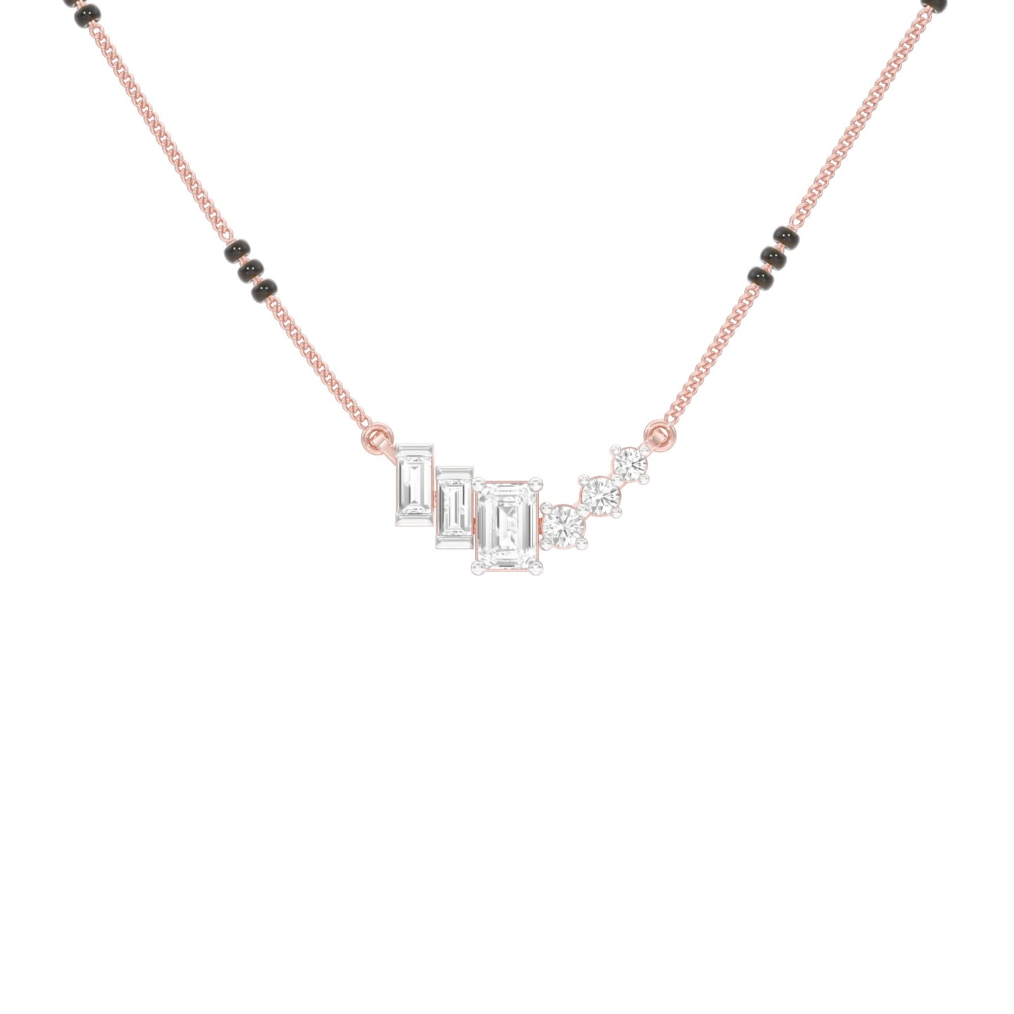 Geometric Cascade Diamond Mangalsutra 9 KT / Rose Gold