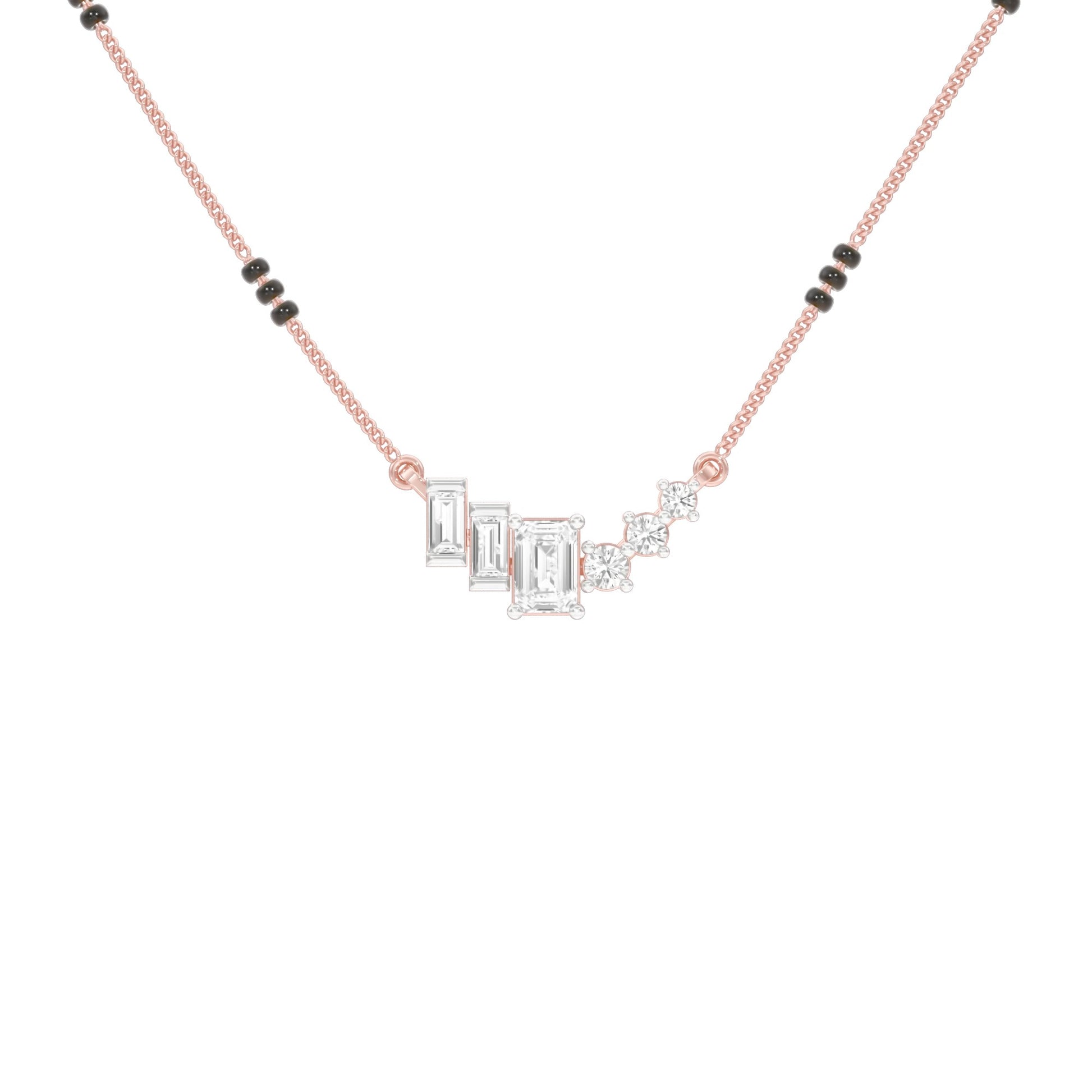 Geometric Cascade Diamond Mangalsutra 9 KT / Rose Gold