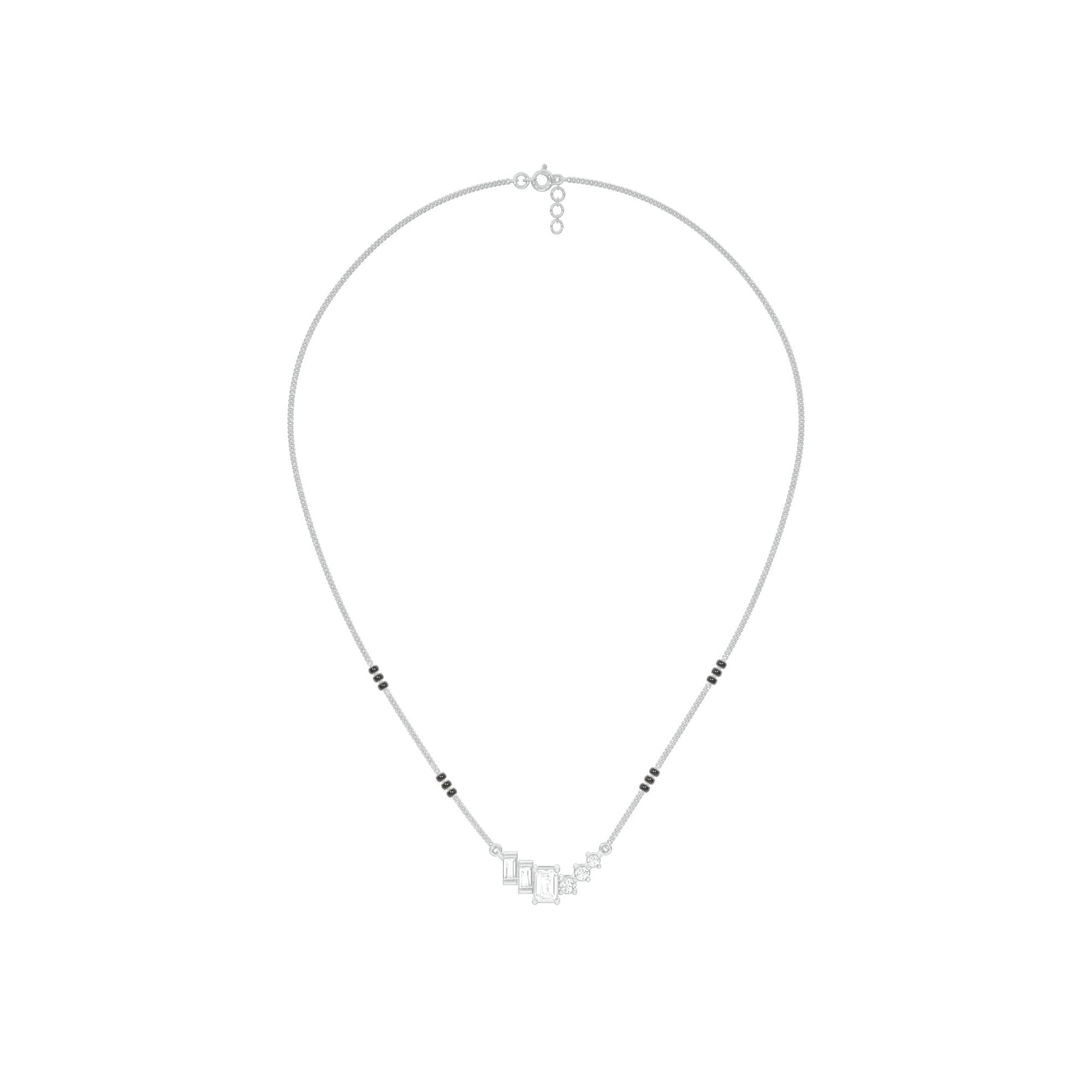 Geometric Cascade Diamond Mangalsutra 9 KT / White Gold