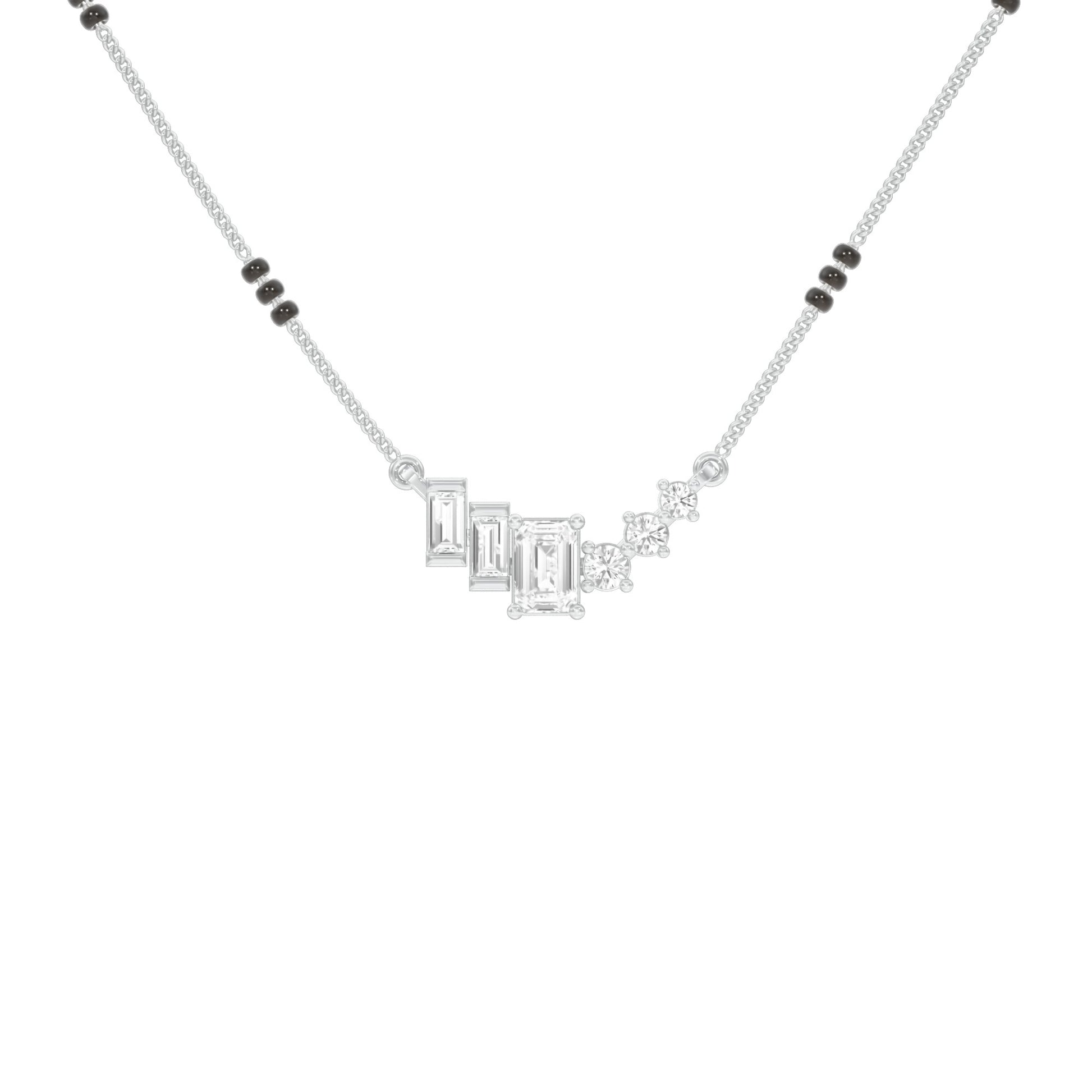 Geometric Cascade Diamond Mangalsutra 9 KT / White Gold