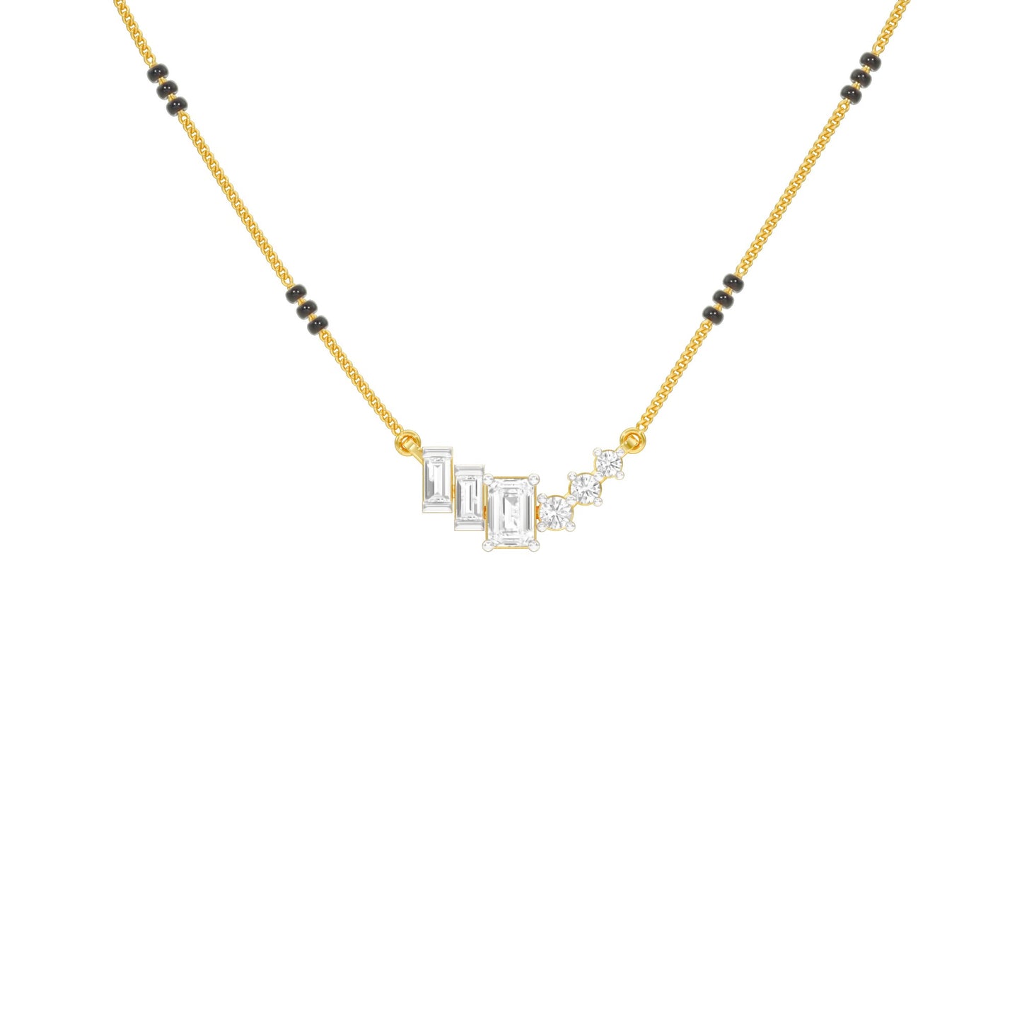 Geometric Cascade Diamond Mangalsutra 9 KT / Yellow Gold