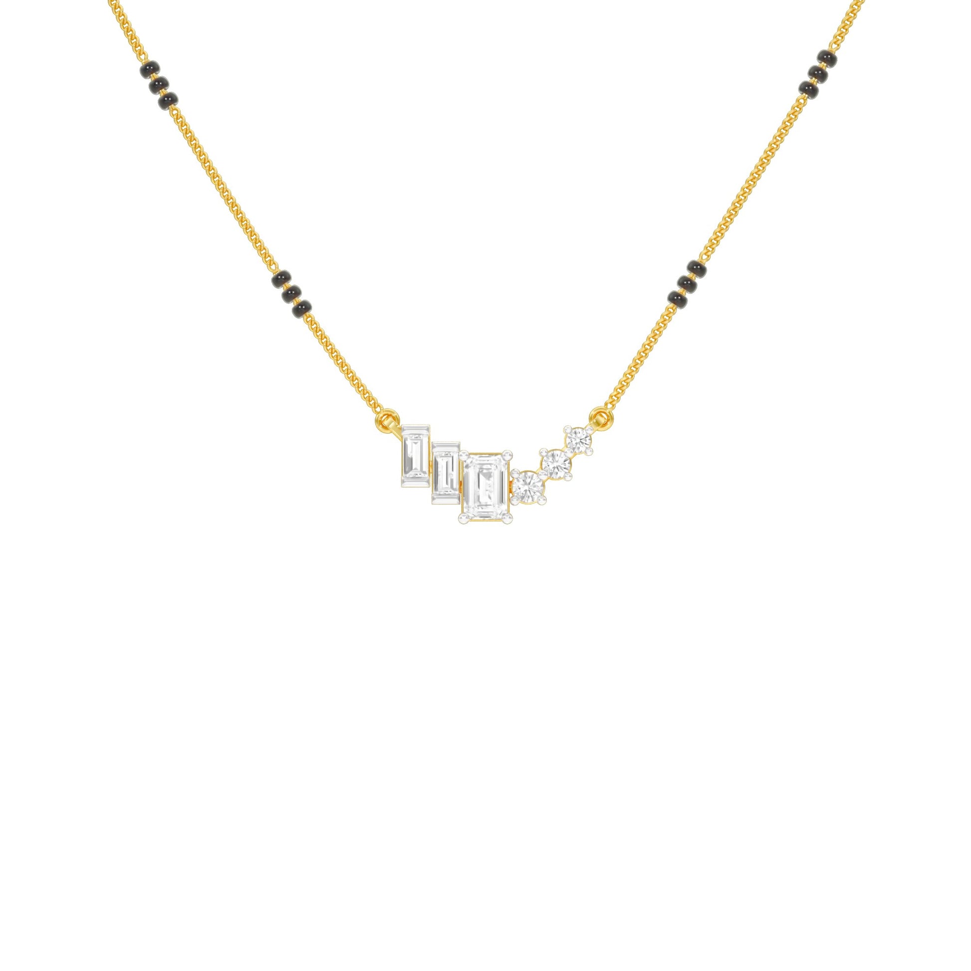 Geometric Cascade Diamond Mangalsutra 9 KT / Yellow Gold