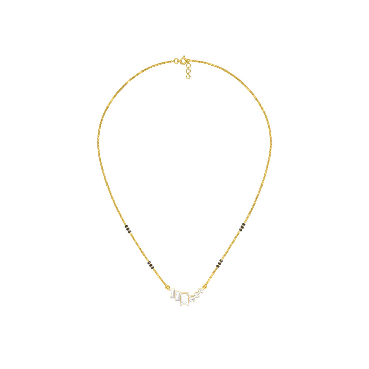 Geometric Cascade Diamond Mangalsutra 9 KT / Yellow Gold