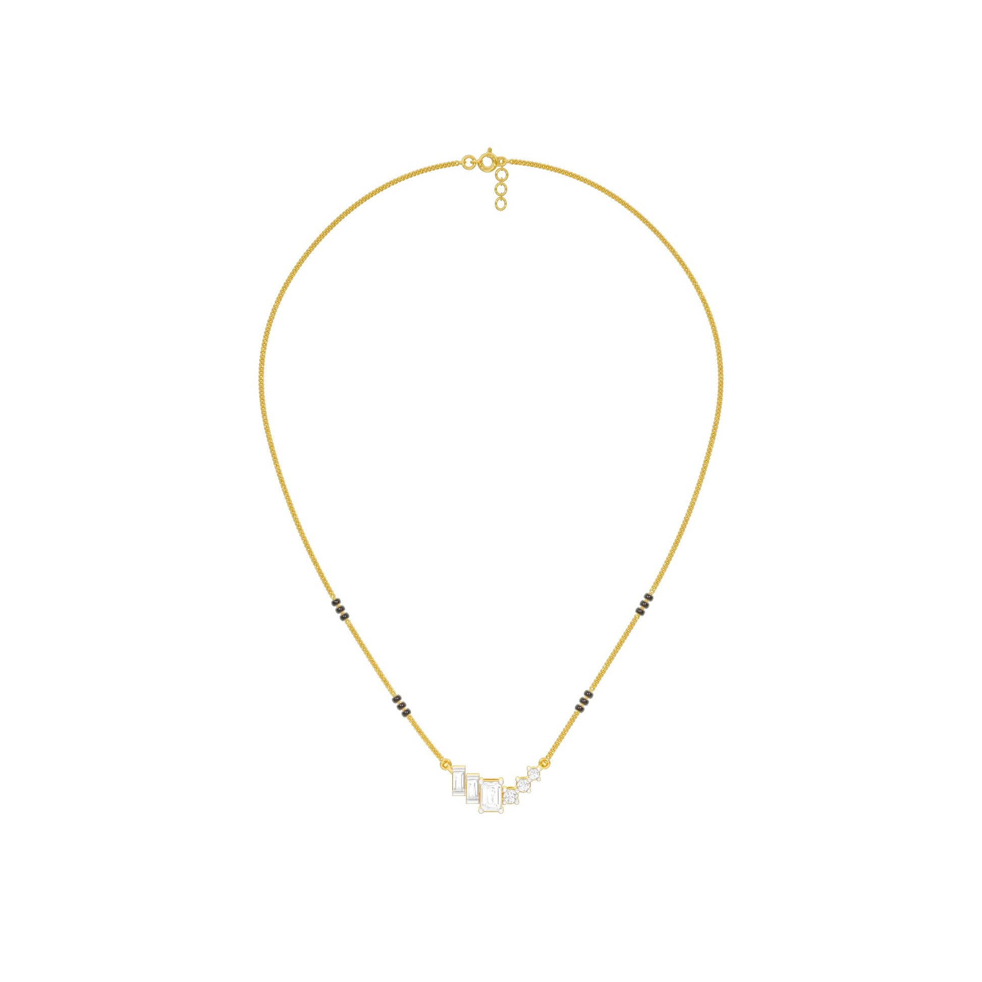 Geometric Cascade Diamond Mangalsutra 9 KT / Yellow Gold