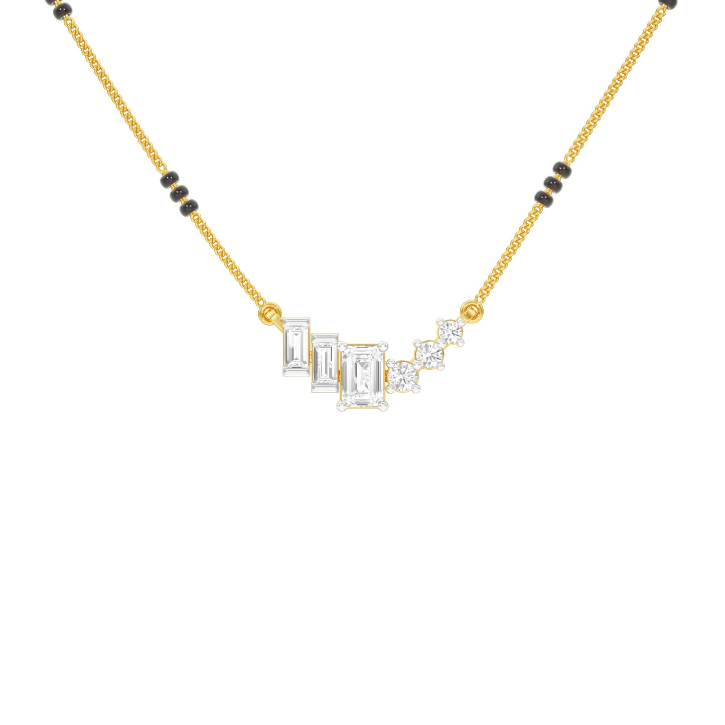Geometric Cascade Diamond Mangalsutra 9 KT / Yellow Gold