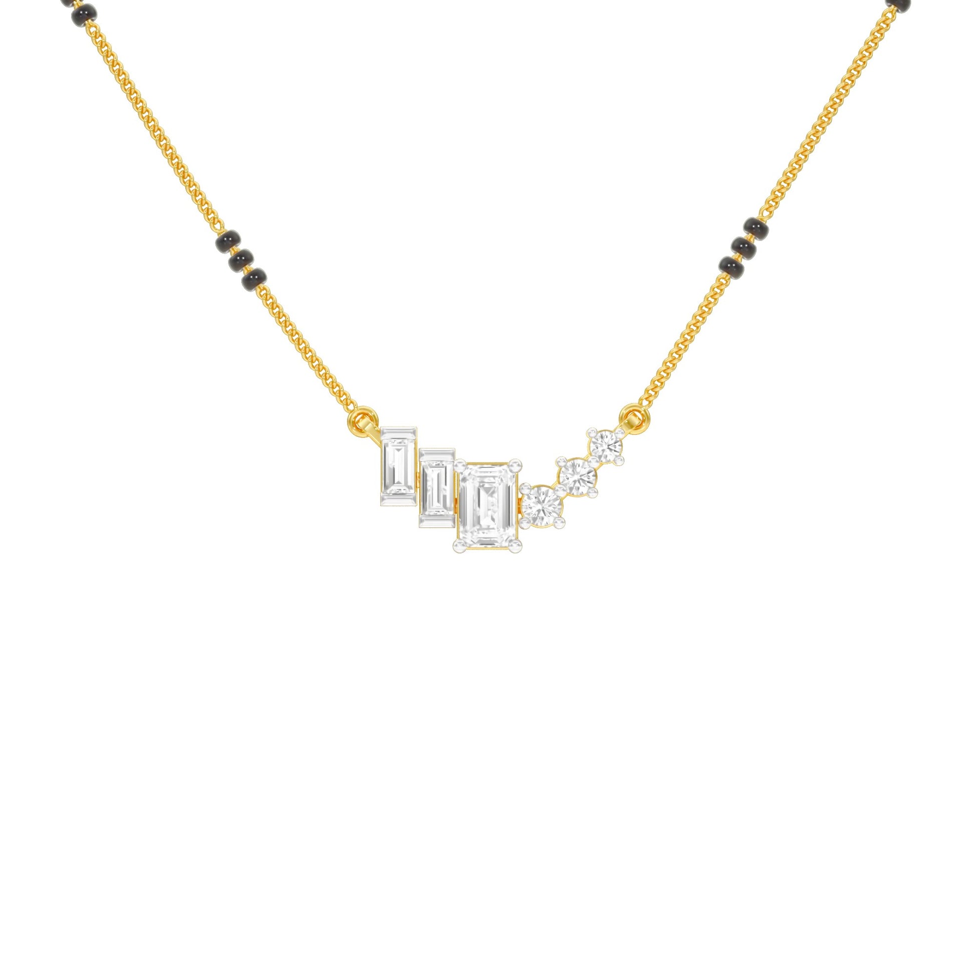 Geometric Cascade Diamond Mangalsutra 9 KT / Yellow Gold