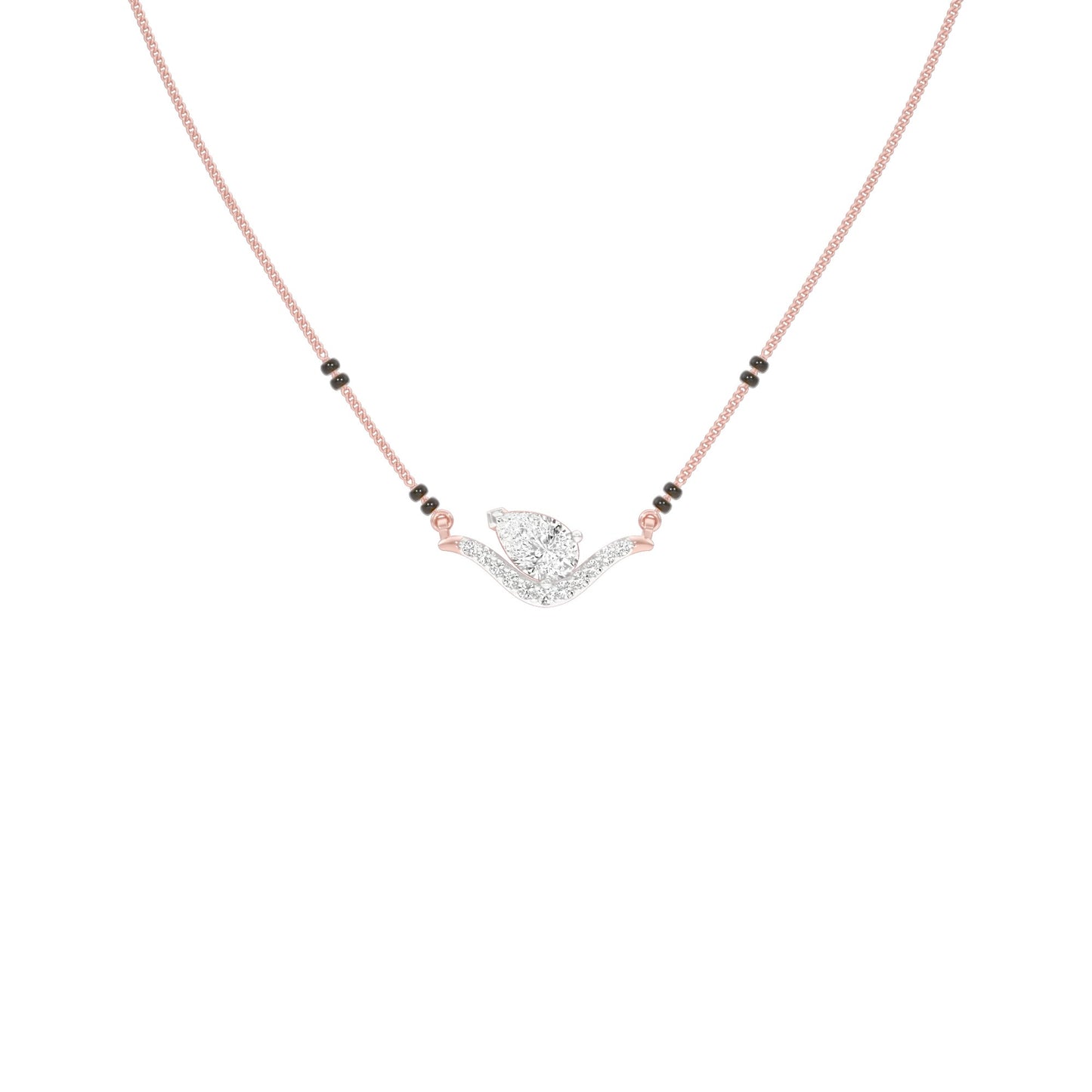 Dangling Pear V-Shaped Mangalsutra 9 KT / Rose Gold