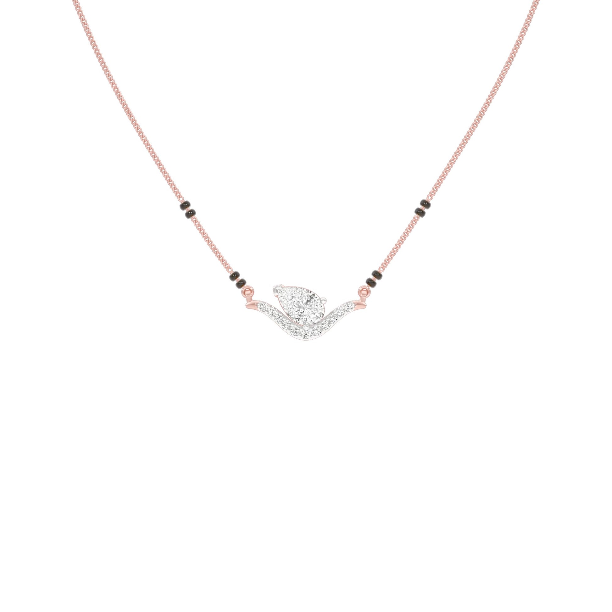 Dangling Pear V-Shaped Mangalsutra 9 KT / Rose Gold