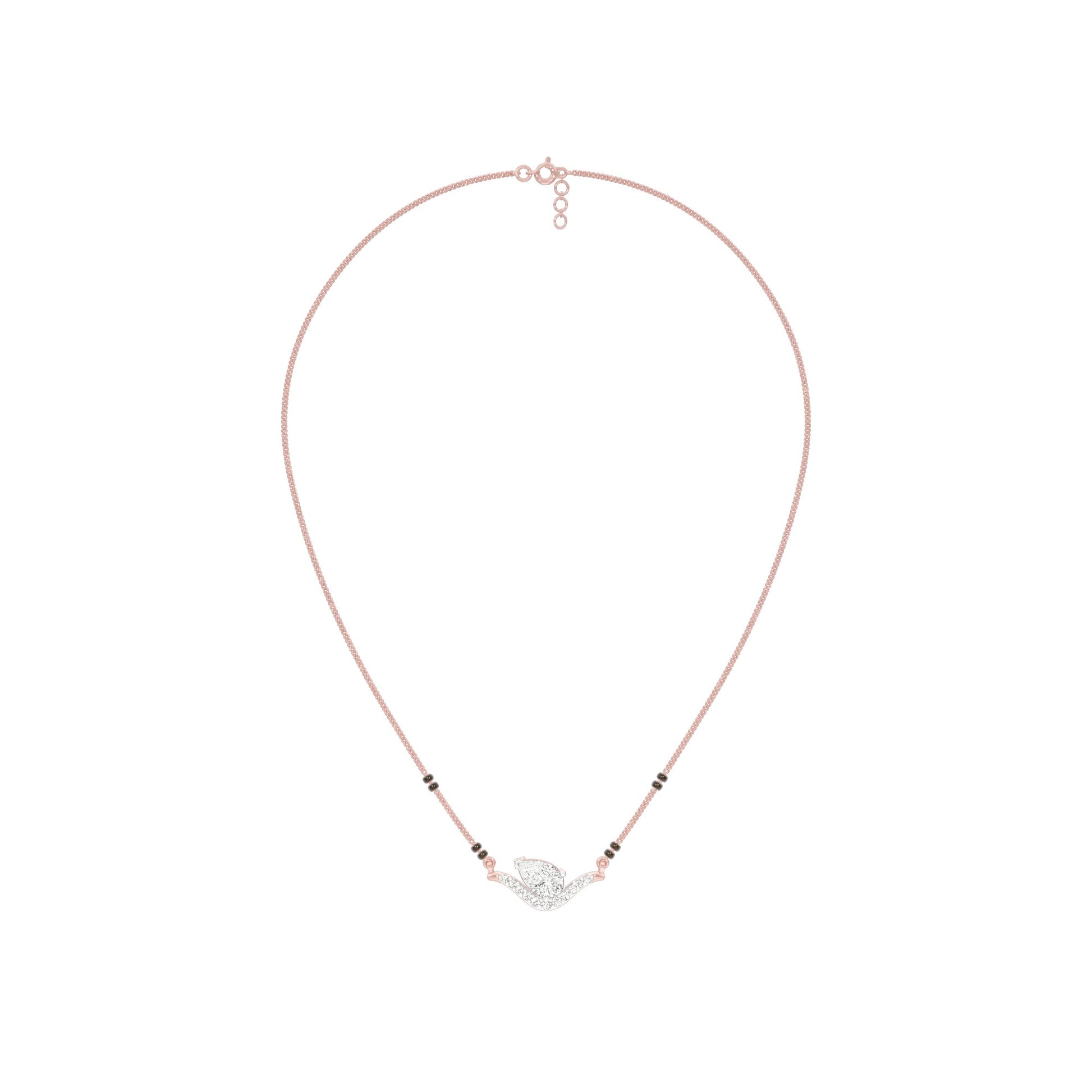 Dangling Pear V-Shaped Mangalsutra 9 KT / Rose Gold
