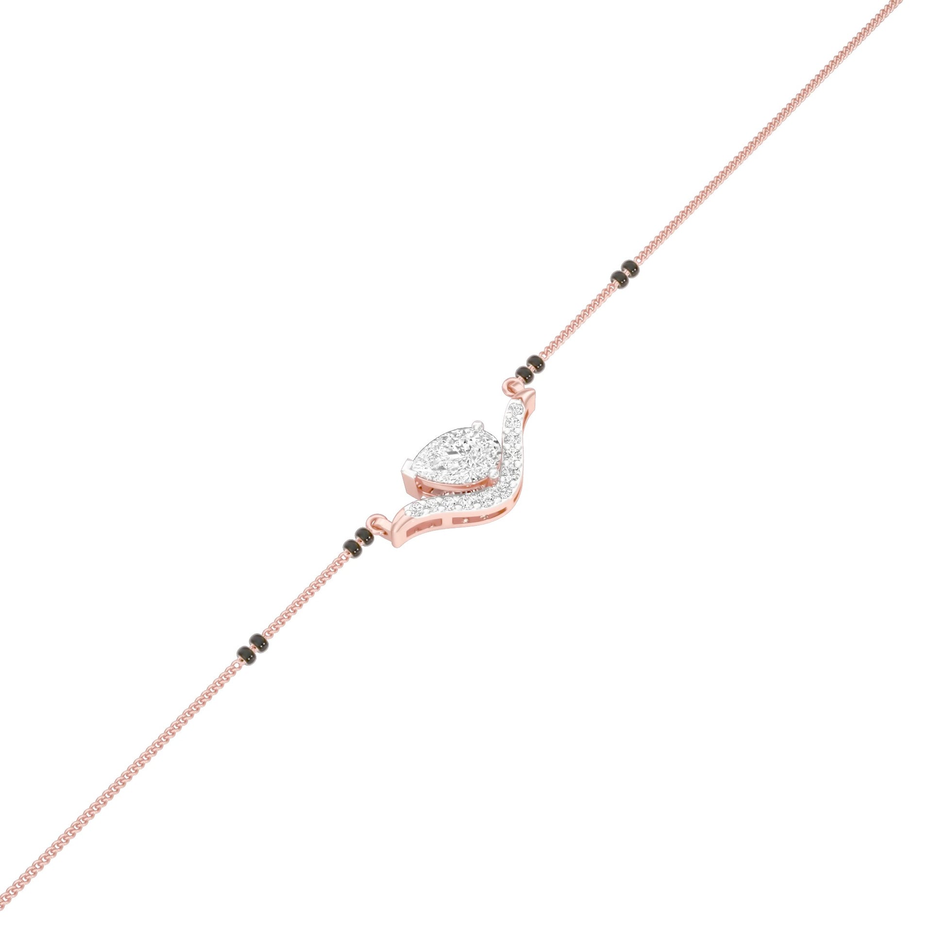 Dangling Pear V-Shaped Mangalsutra 9 KT / Rose Gold