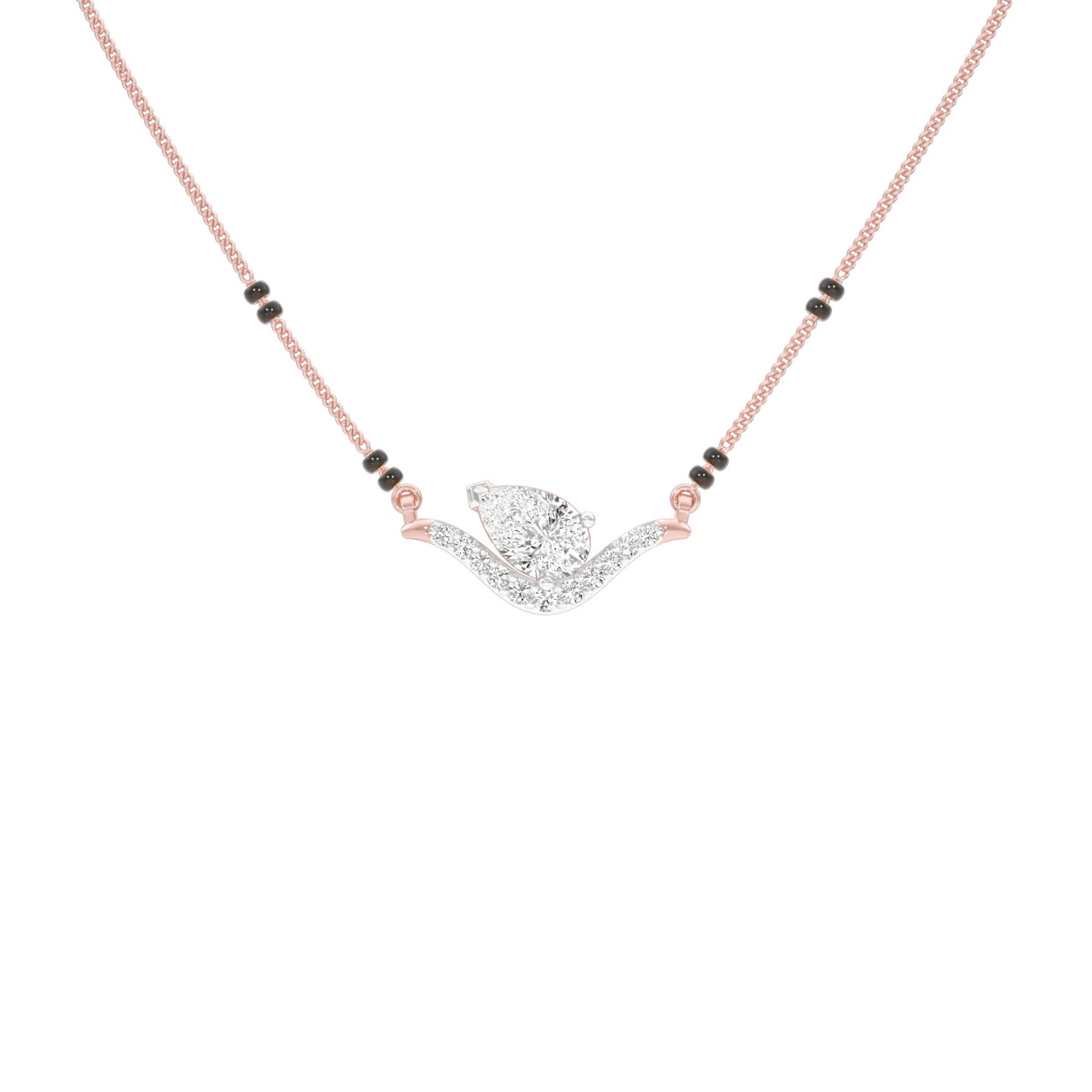 Dangling Pear V-Shaped Mangalsutra 9 KT / Rose Gold