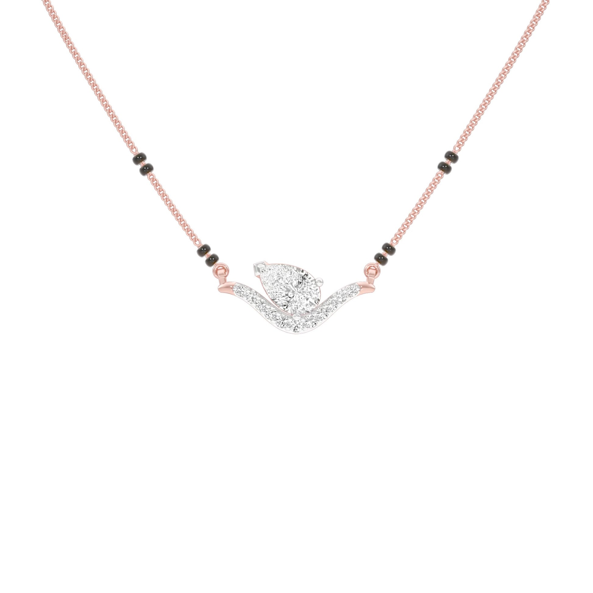 Dangling Pear V-Shaped Mangalsutra 9 KT / Rose Gold
