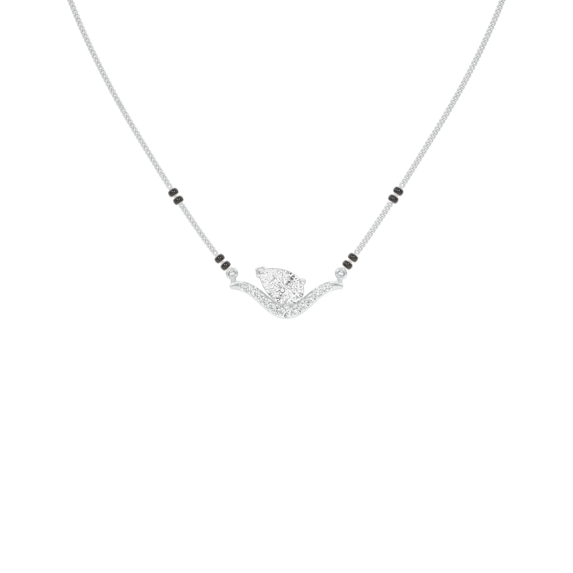 Dangling Pear V-Shaped Mangalsutra 9 KT / White Gold