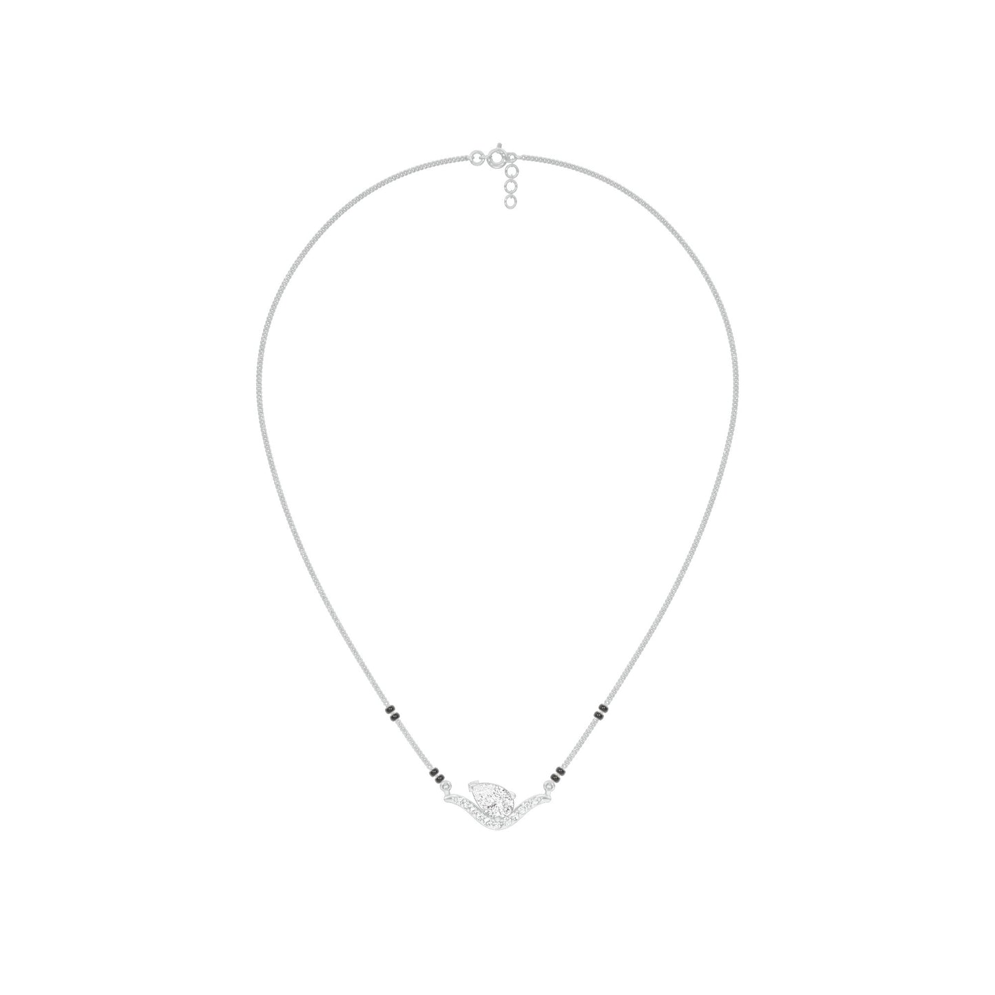 Dangling Pear V-Shaped Mangalsutra 9 KT / White Gold