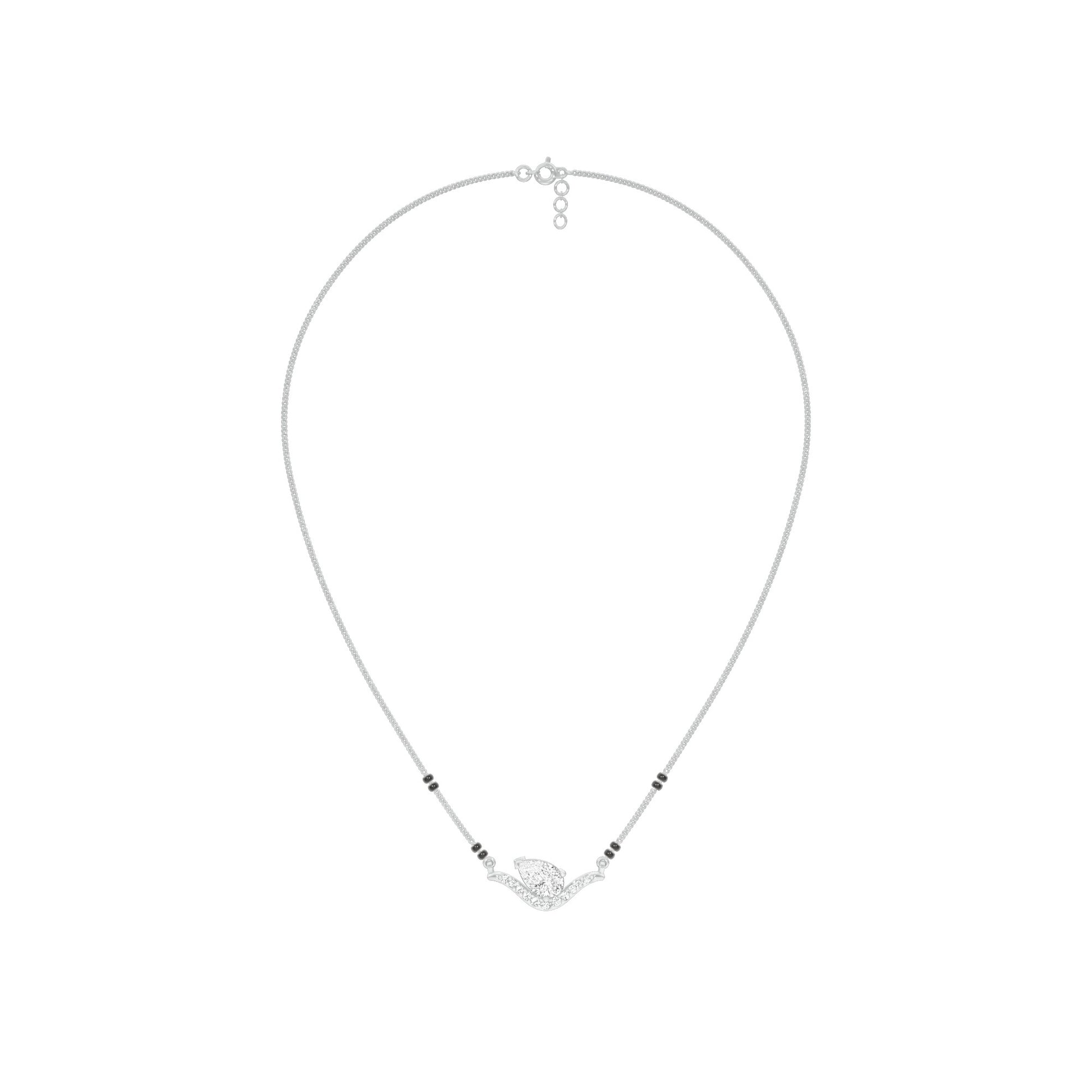 Dangling Pear V-Shaped Mangalsutra 9 KT / White Gold