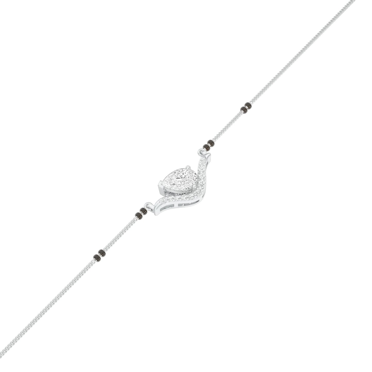 Dangling Pear V-Shaped Mangalsutra 9 KT / White Gold