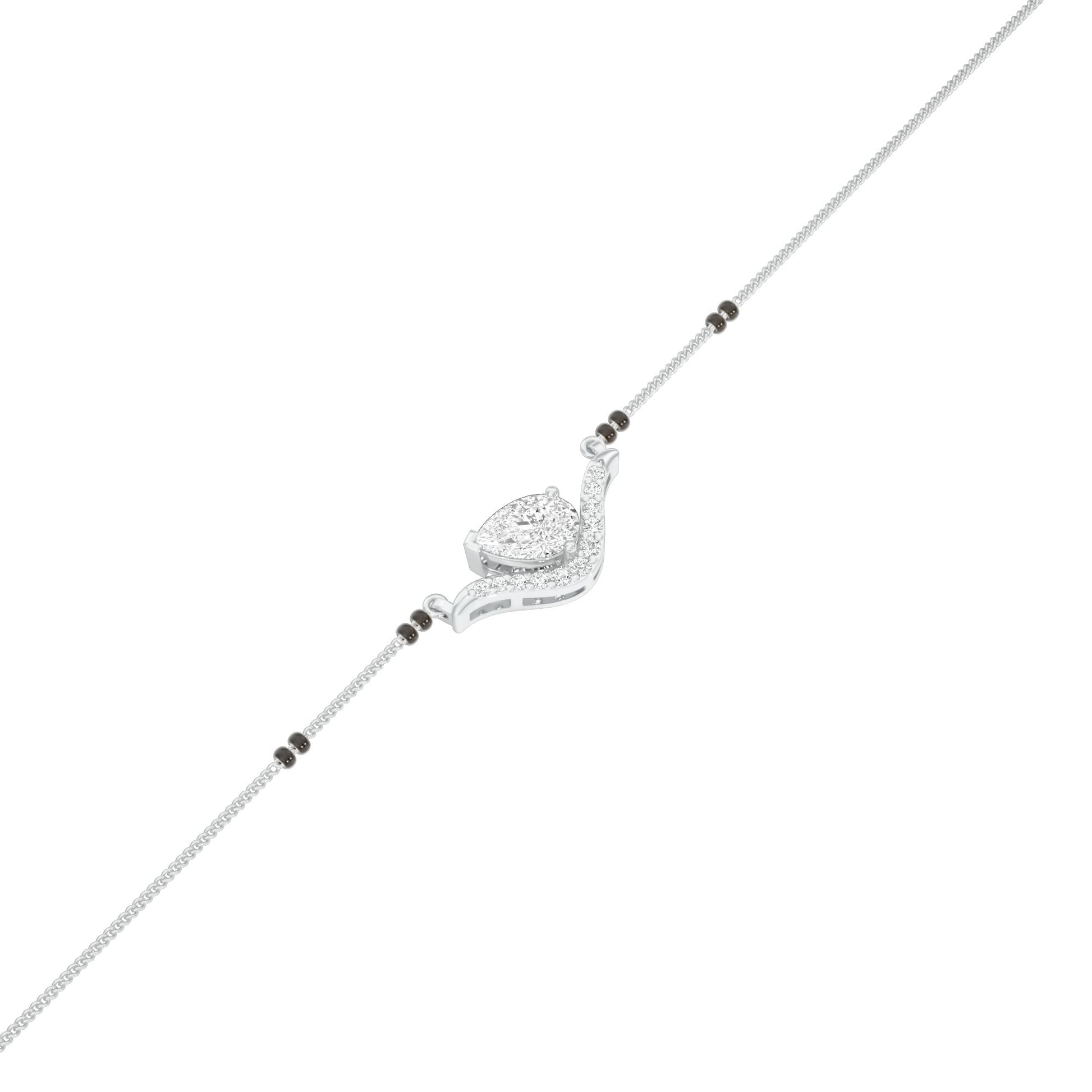 Dangling Pear V-Shaped Mangalsutra 9 KT / White Gold