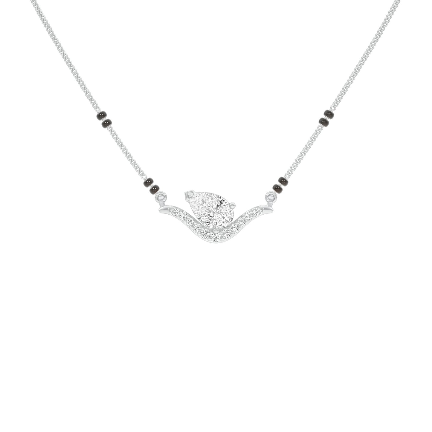 Dangling Pear V-Shaped Mangalsutra 9 KT / White Gold