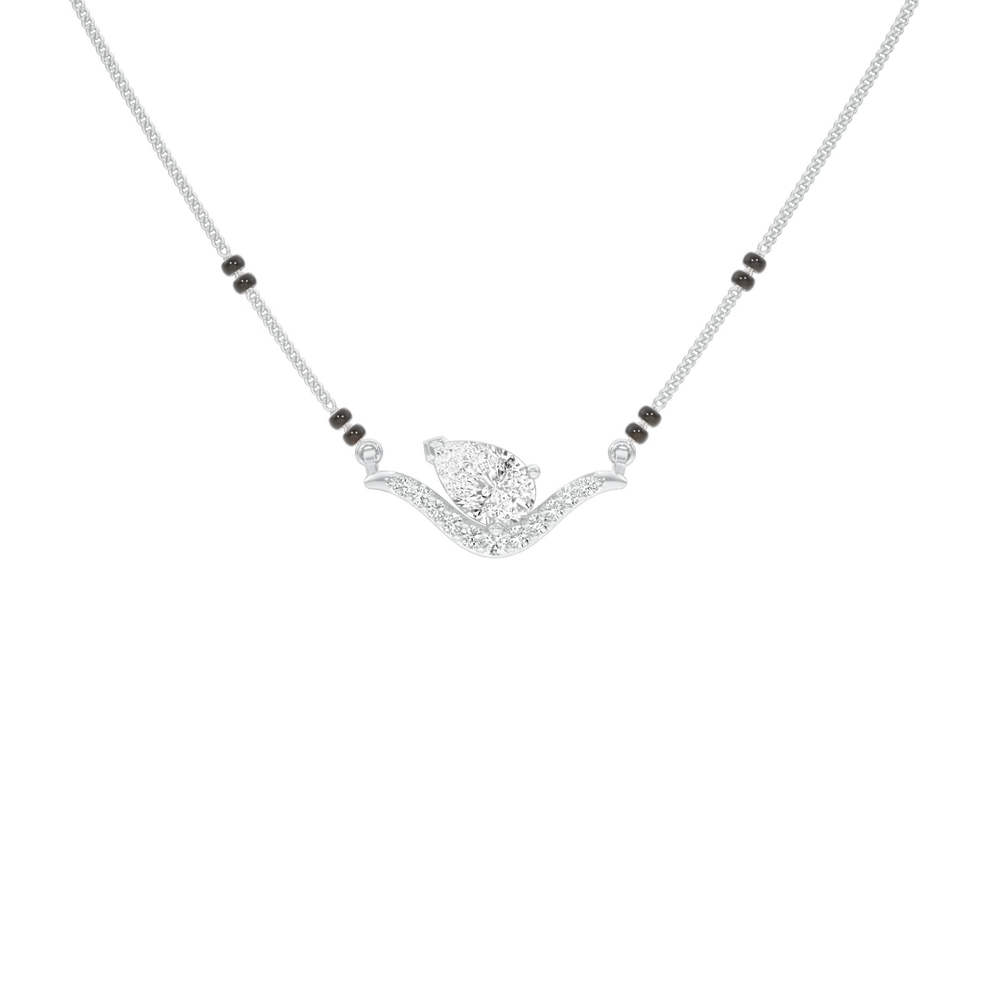 Dangling Pear V-Shaped Mangalsutra 9 KT / White Gold