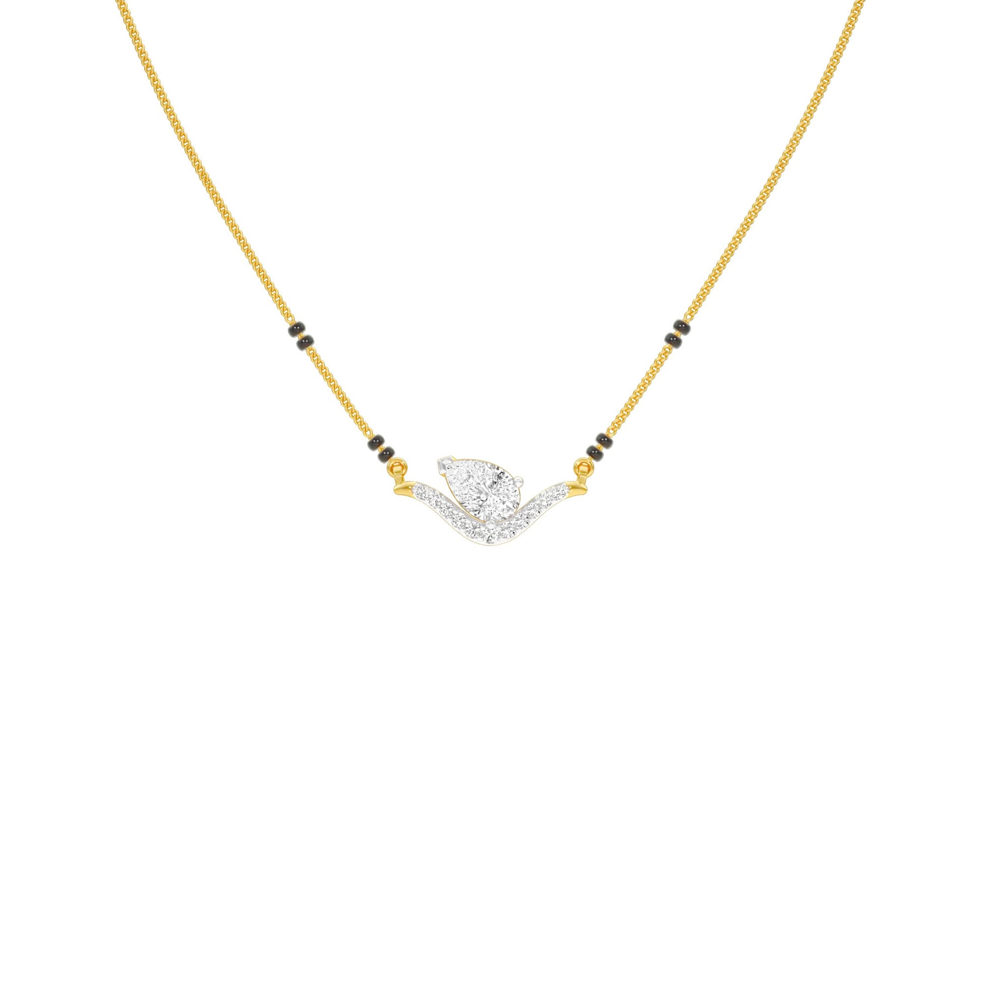 Dangling Pear V-Shaped Mangalsutra 9 KT / Yellow Gold