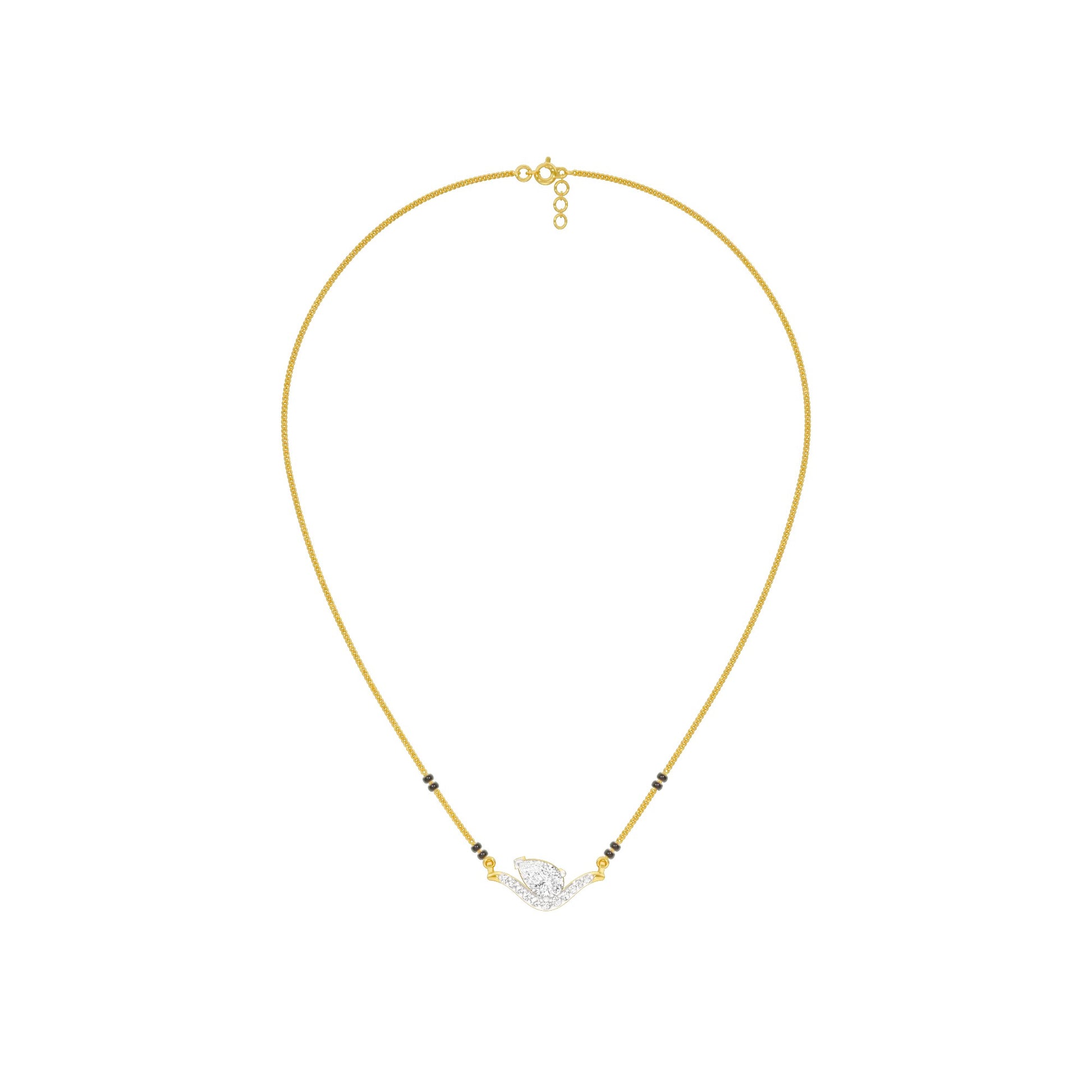 Dangling Pear V-Shaped Mangalsutra 9 KT / Yellow Gold