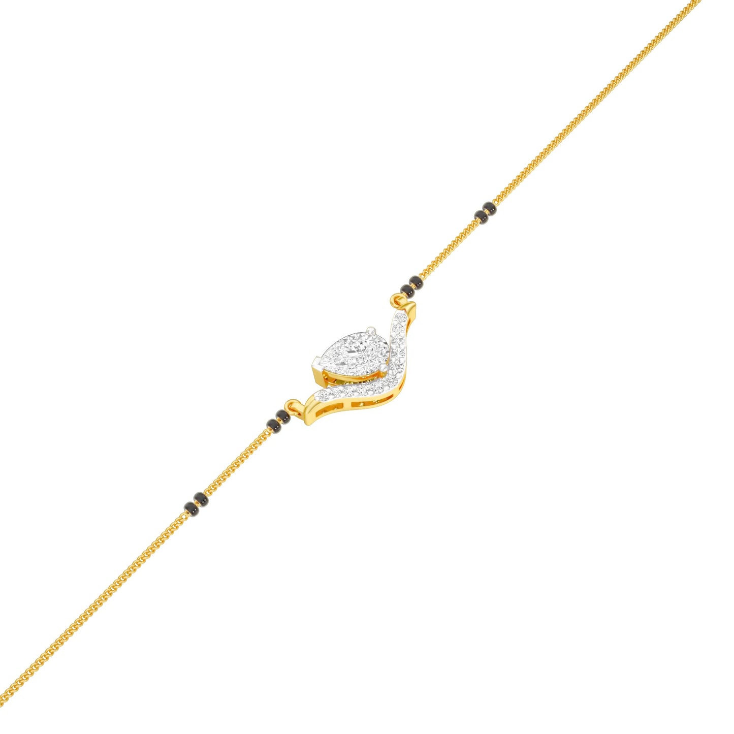 Dangling Pear V-Shaped Mangalsutra 9 KT / Yellow Gold