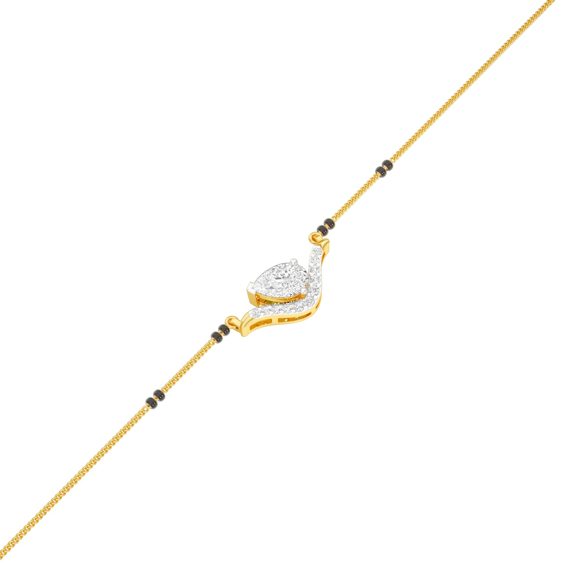 Dangling Pear V-Shaped Mangalsutra 9 KT / Yellow Gold