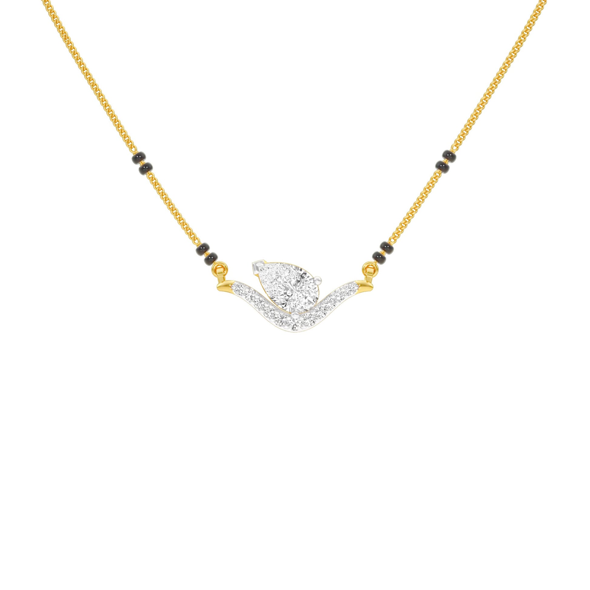 Dangling Pear V-Shaped Mangalsutra 9 KT / Yellow Gold